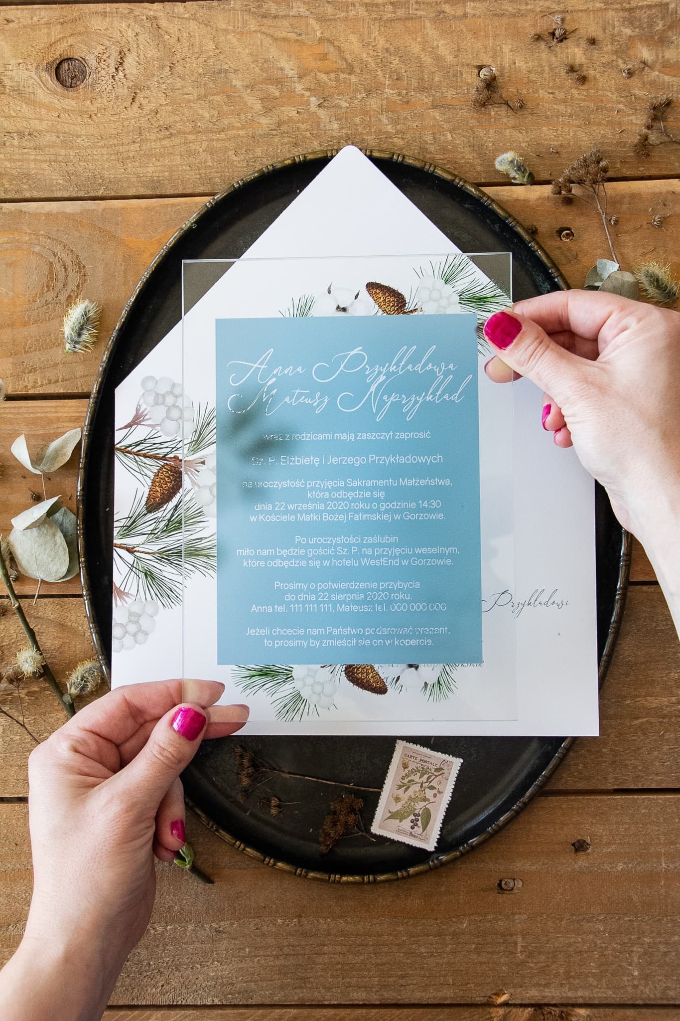 Zaproszenia Ślubne na Szkle Korani nr 8 – Zimowa Sosna