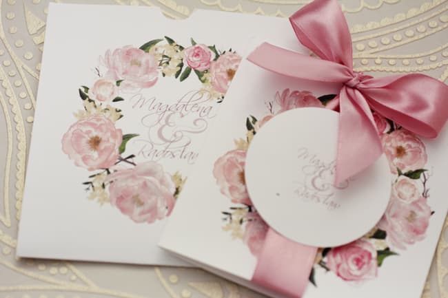 Zaproszenia z peonią – Malowane Kwiaty