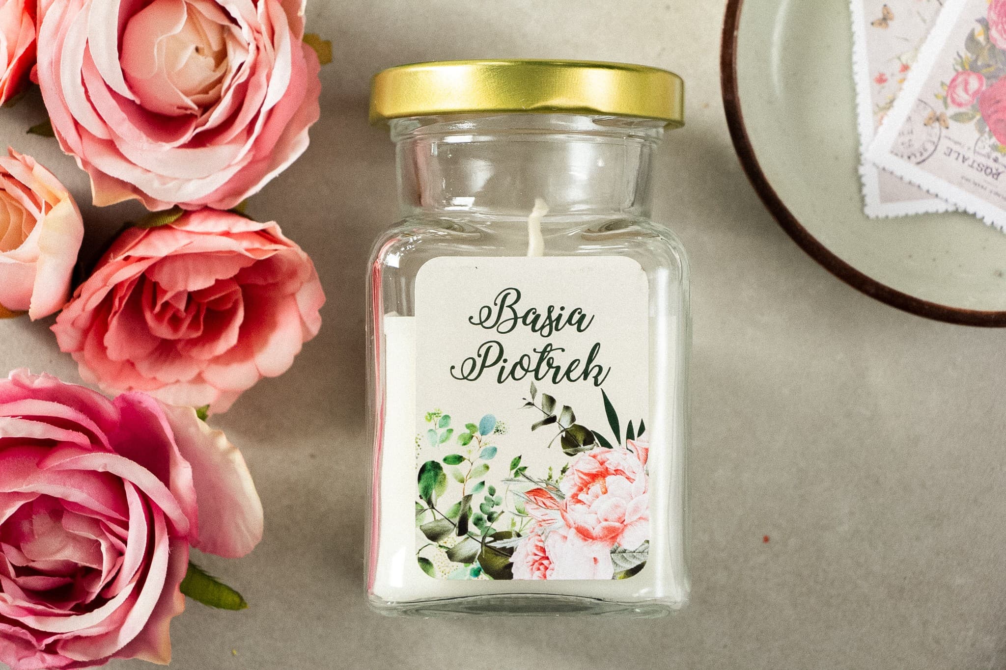 Świeczka Zapachowa Korani nr 6 – Róże z Eukaliptusem i Podziękowanie dla Gości