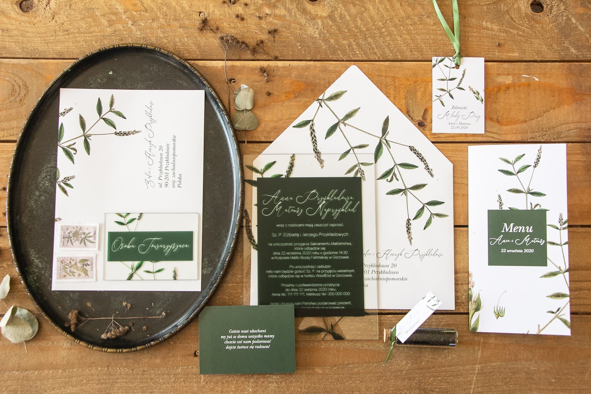 Zaproszenia Ślubne Korani nr 9 – Szkło i Butelkowa Zieleń - 2