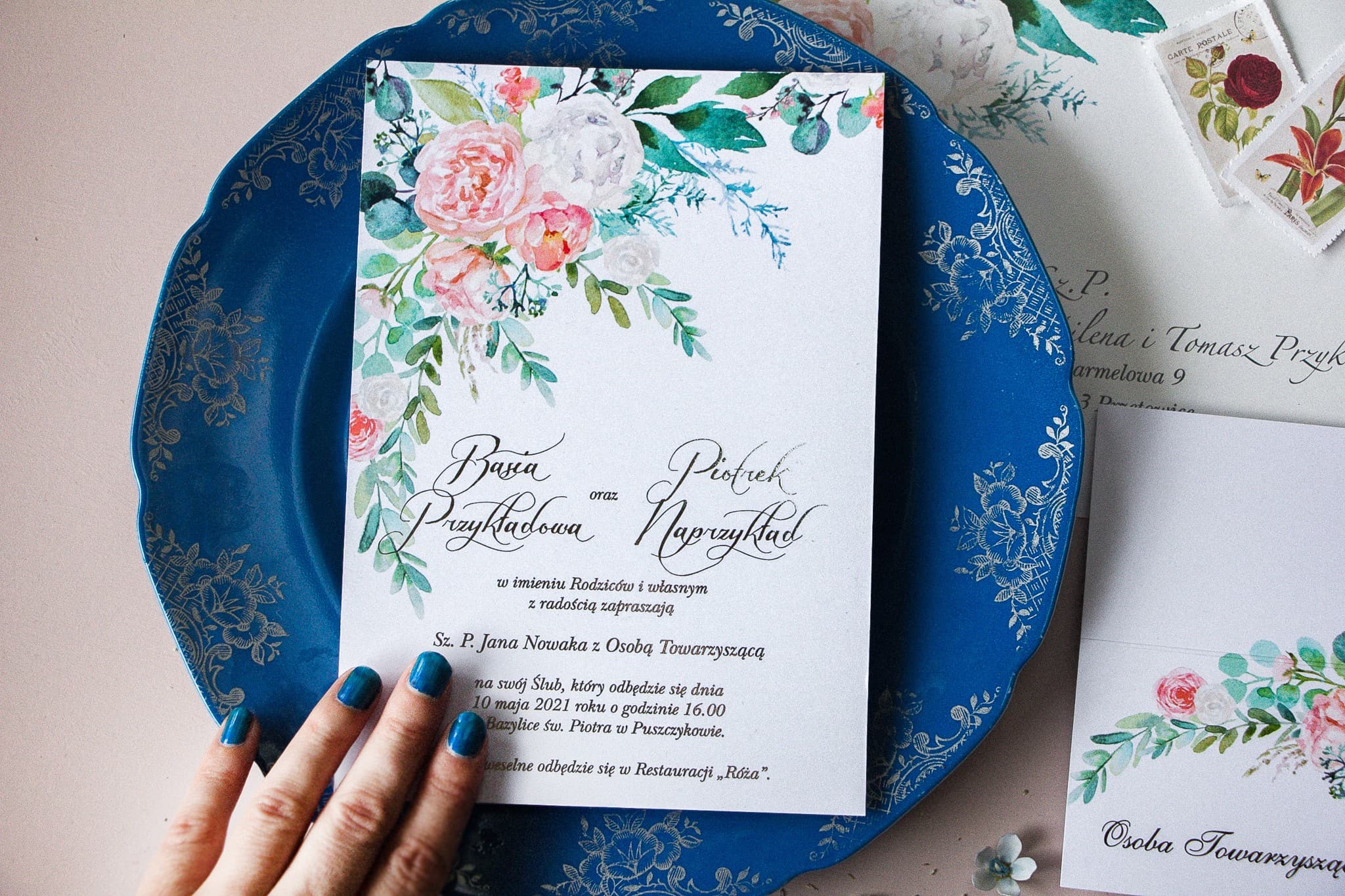 Zaproszenia Ślubne Pastelowe nr 8 – Srebrzone Piwonie - 2