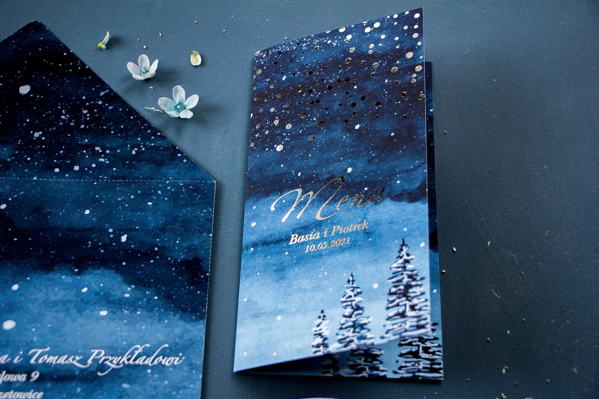 Stylowe Menu na Stół Weselny | Glamour z Srebrzonymi Kropeczkami | Pastelowe Nr 6