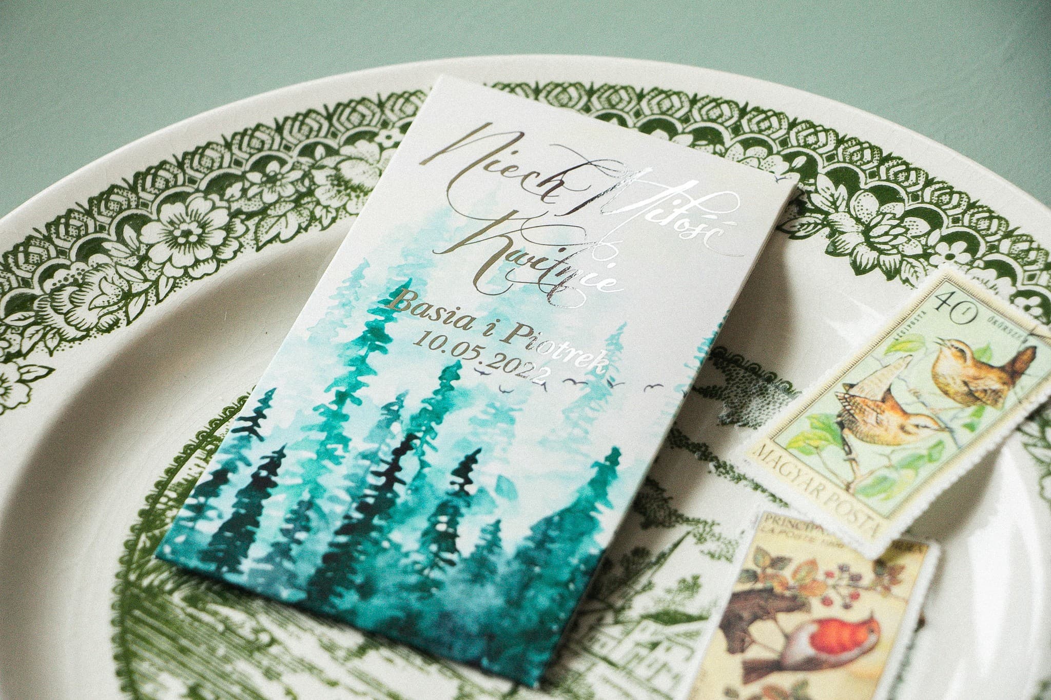 Podziękowania dla gości nasiona niezapominajki z akwarelą i srebrzeniem Pastelowe nr 7