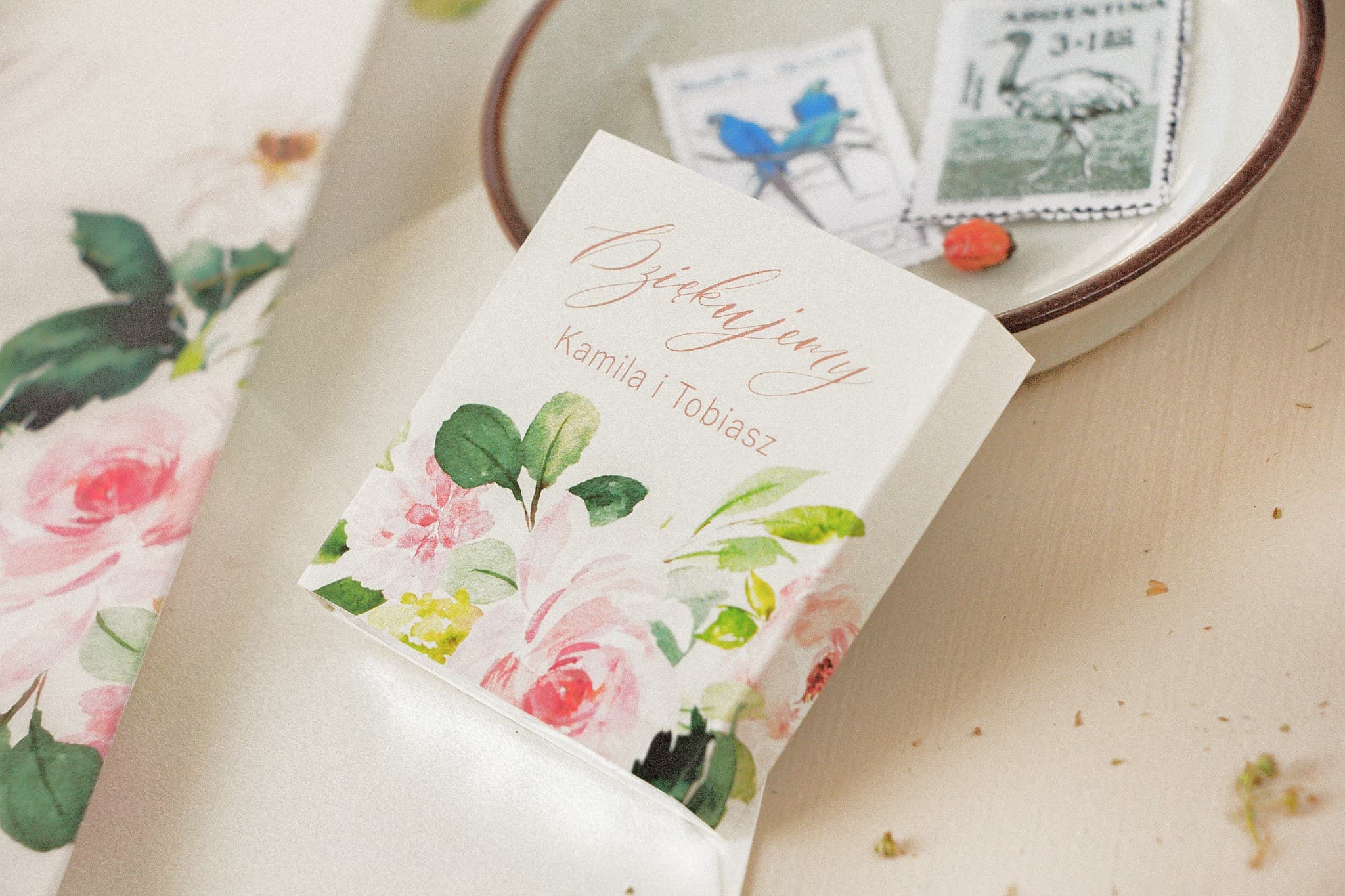 Czekoladki Ślubne z Piwoniami | Personalizowane Podziękowania dla Gości | Opal nr 8