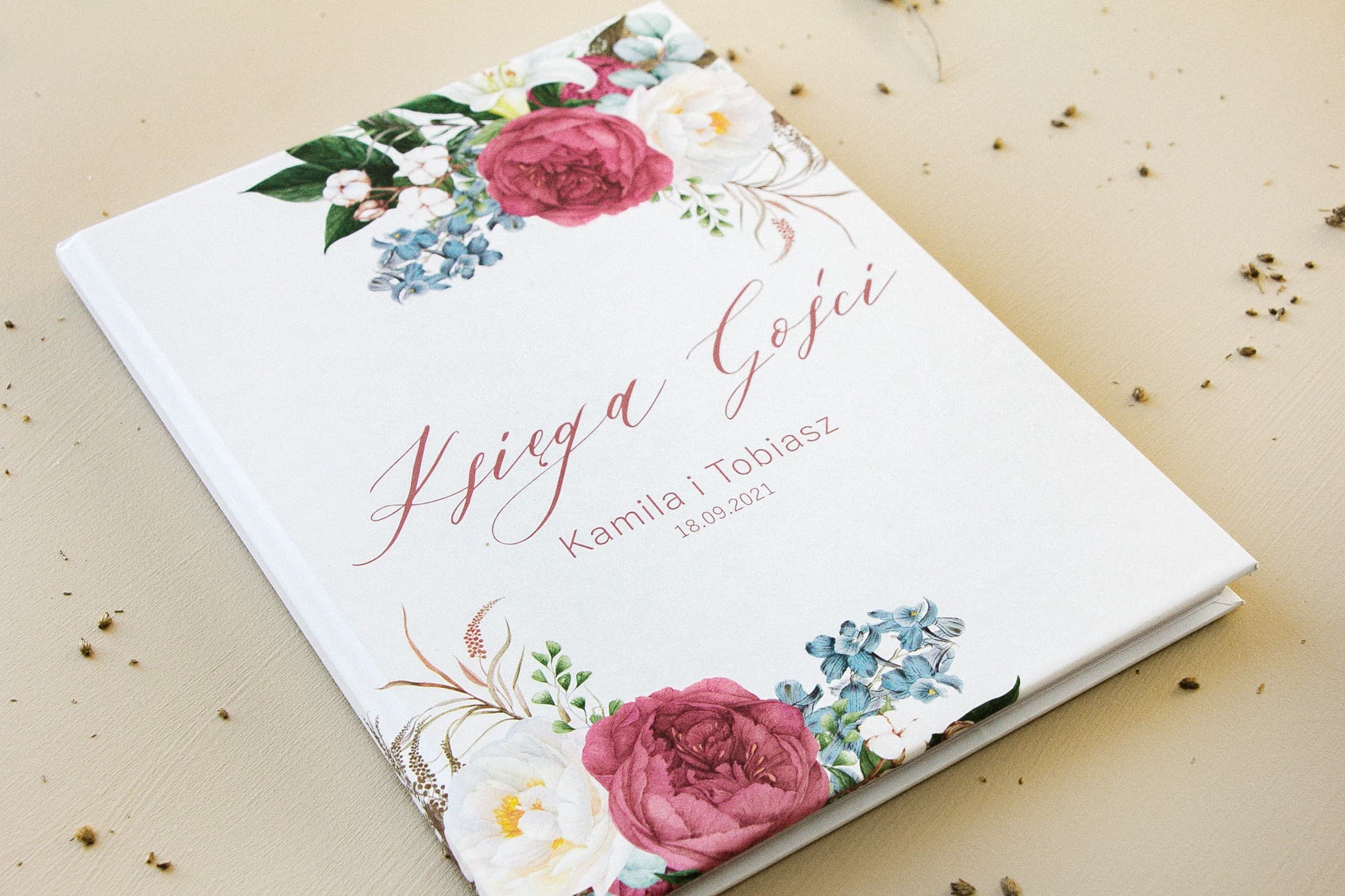 Personalizowana Księga Gości w Róże i Kwiaty | Elegancka Ślubna Księga Gości | Opal Nr 10 - 2