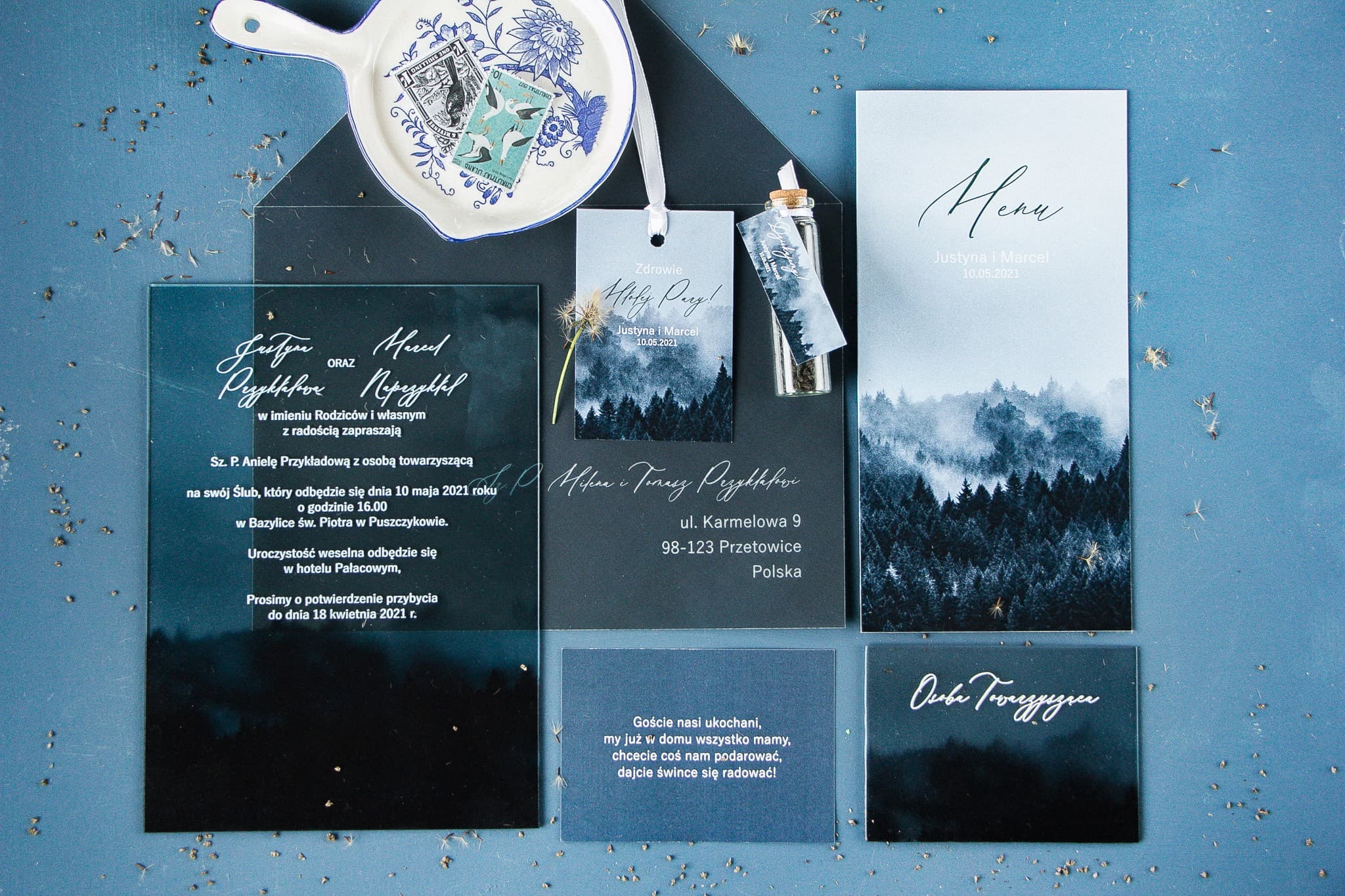 Próbki Zaproszeń na Szle | Zestaw z Winietką, Menu i Bonem Rabatowym | Soft nr 3