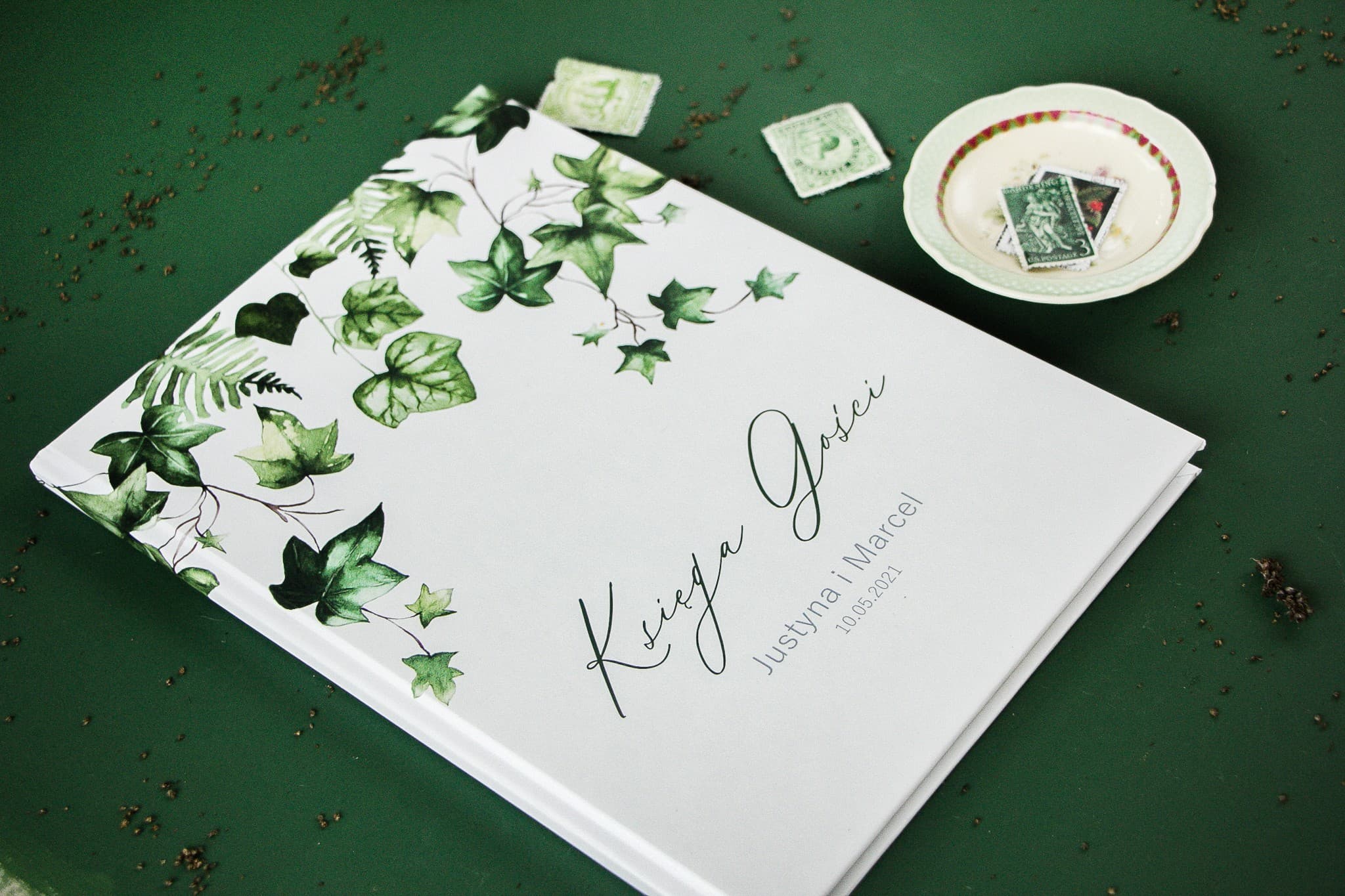 Personalizowana Księga Gości z Ankietami | Botaniczna Księga Weselna z Bluszczem | Soft nr 2 - 3