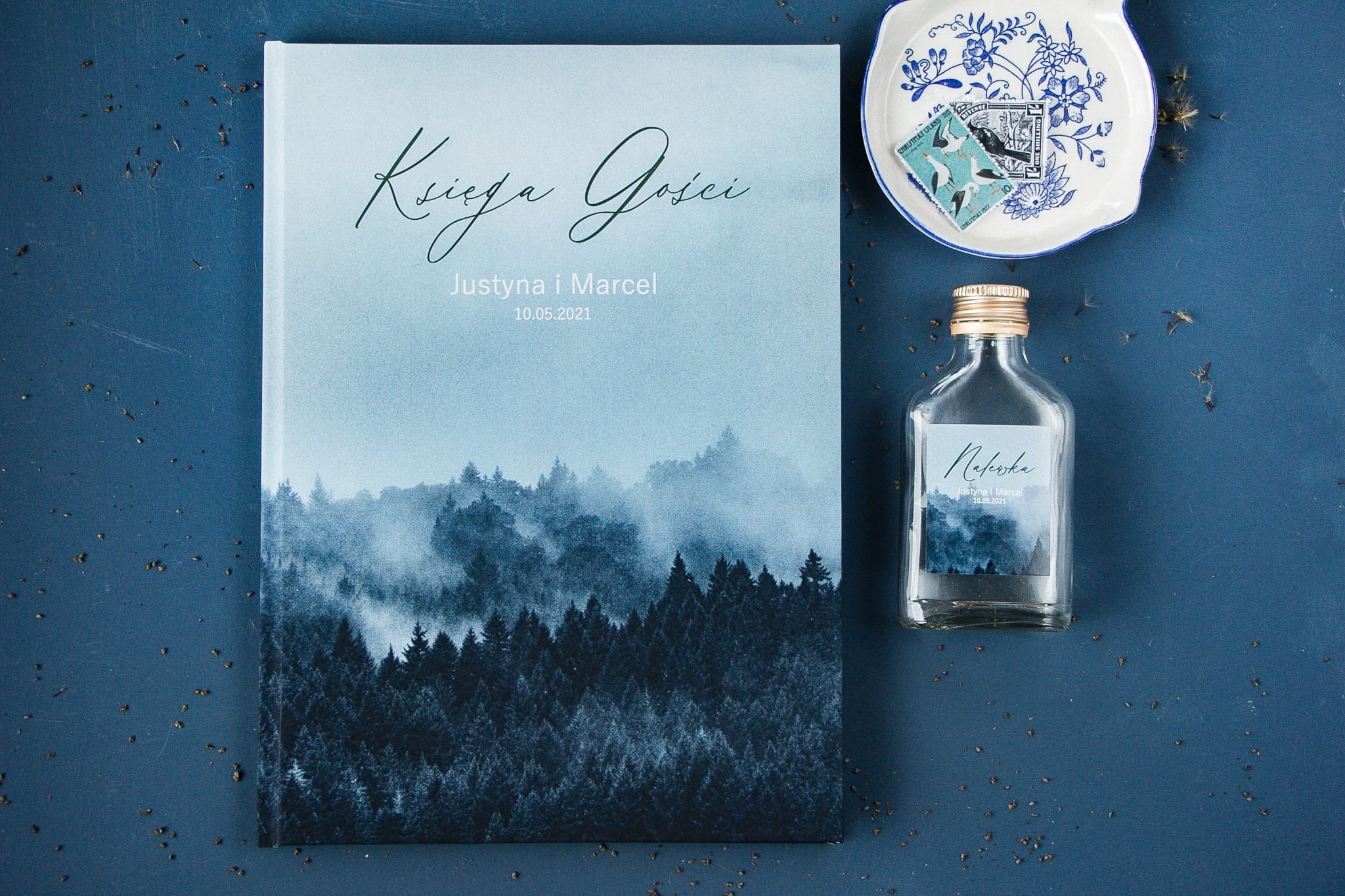 Leśna Księga Gości z Grafiką Lasu | Rustykalna Personalizowana Księga Gości Weselnych A4 | Soft nr 3