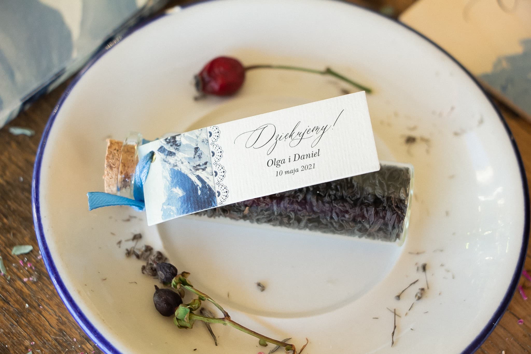 Herbata w Fiolce z Korkiem, Motyw Górski | Podziękowania dla Gości Weselnych | Topaz nr 1