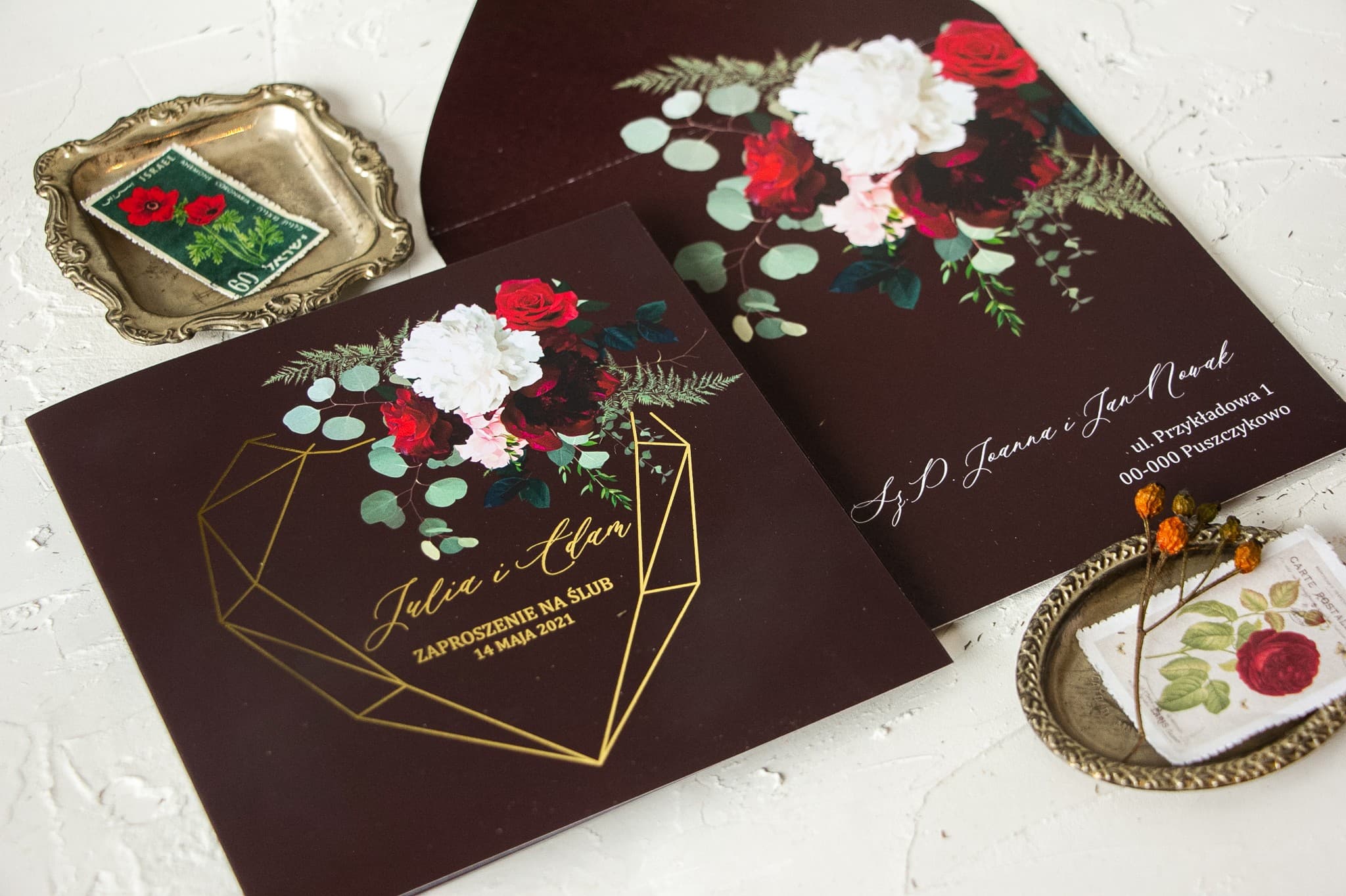 Zaproszenia Ślubne Szafirowe nr 9 – Glamour i Złote Serce