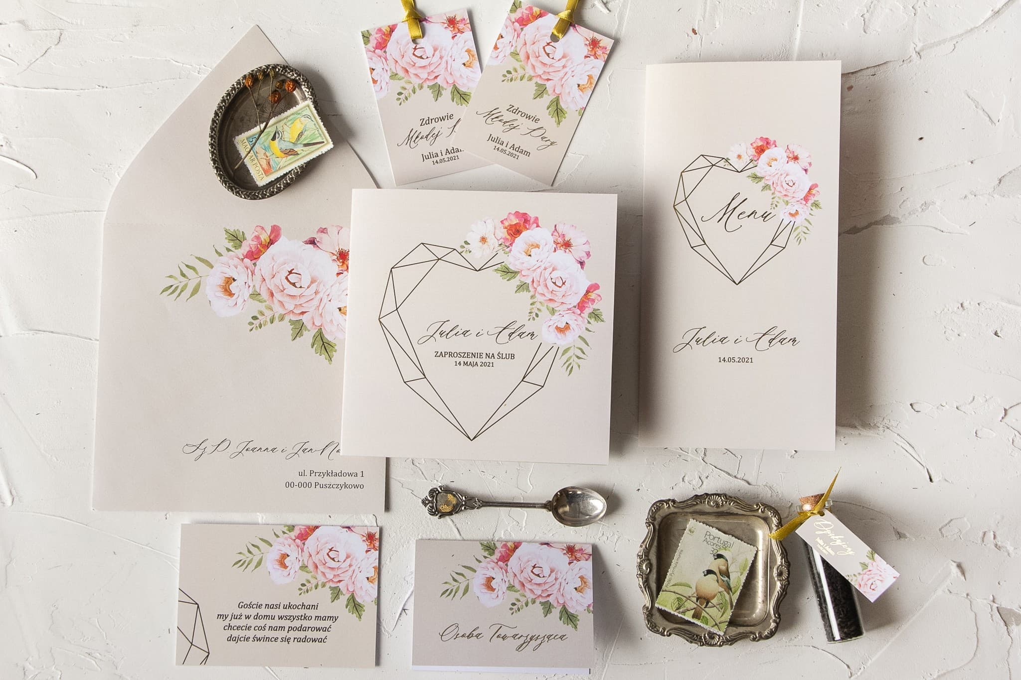 Złocone Próbki Zaproszeń, Zestaw Papeterii | Szafirowe Zaproszenia Ślubne Próbki | Szafirowe nr 8