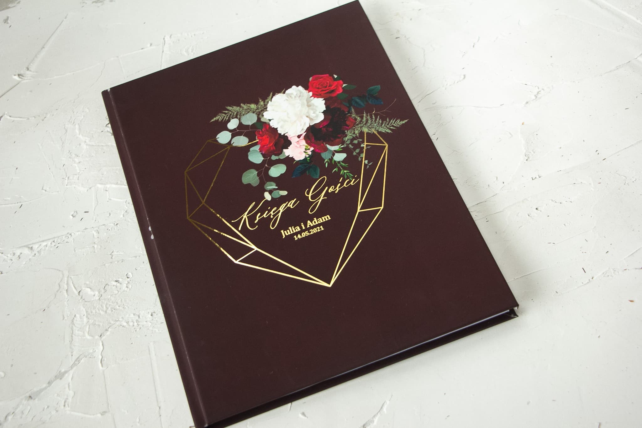 Elegancka Księga Gości Granatowa Złocona Geometryczna | Personalizowana Pamiątka Ślubna | Szafirowe nr 9 - 3