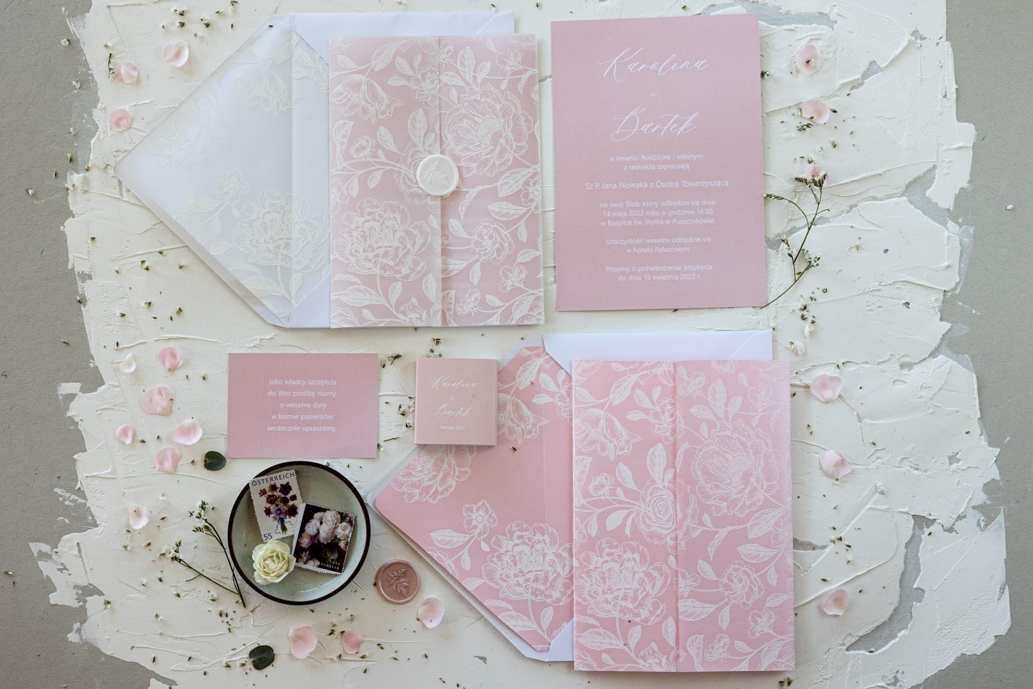 Próbki Zaproszeń Ślubnych Nefryt nr 1 – Zestaw z Bonem