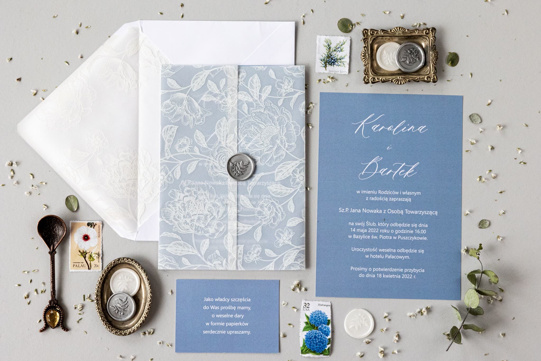 Próbki Zaproszeń Ślubnych Nefryt nr 2 – Zestaw z Bonem