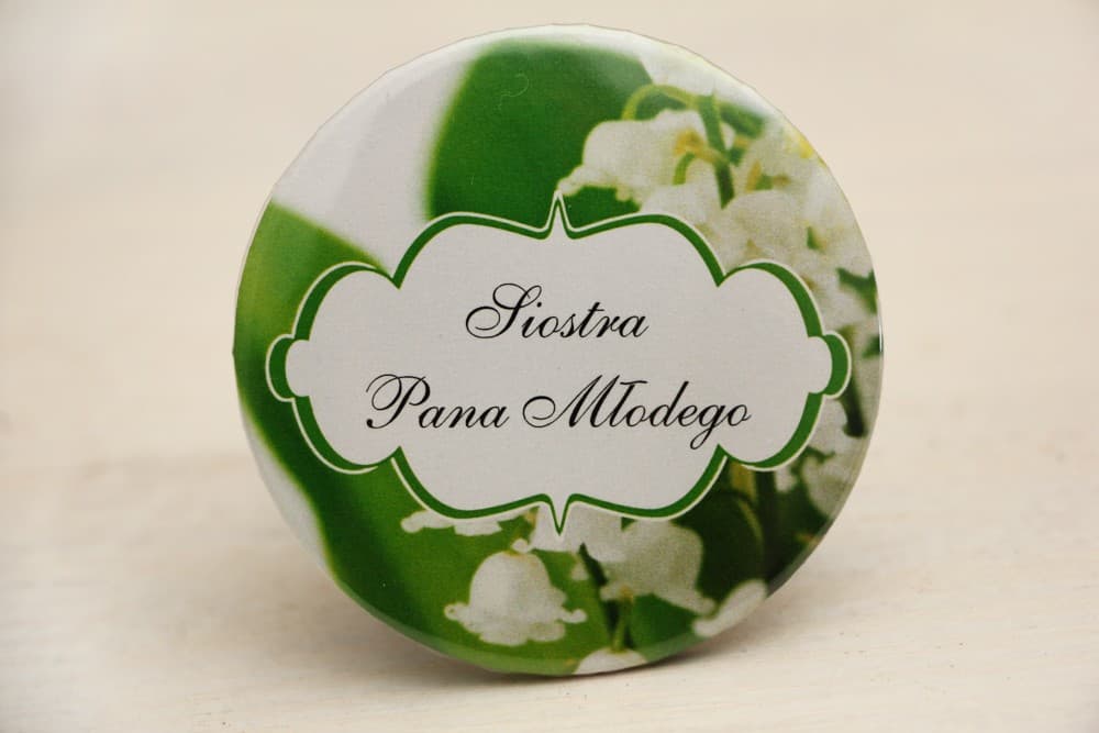 Przypinki z Konwaliami Personalizowane Winietki Identyfikatory dla Gości | Przypinki Ślubne Weselne | Felicja nr 3