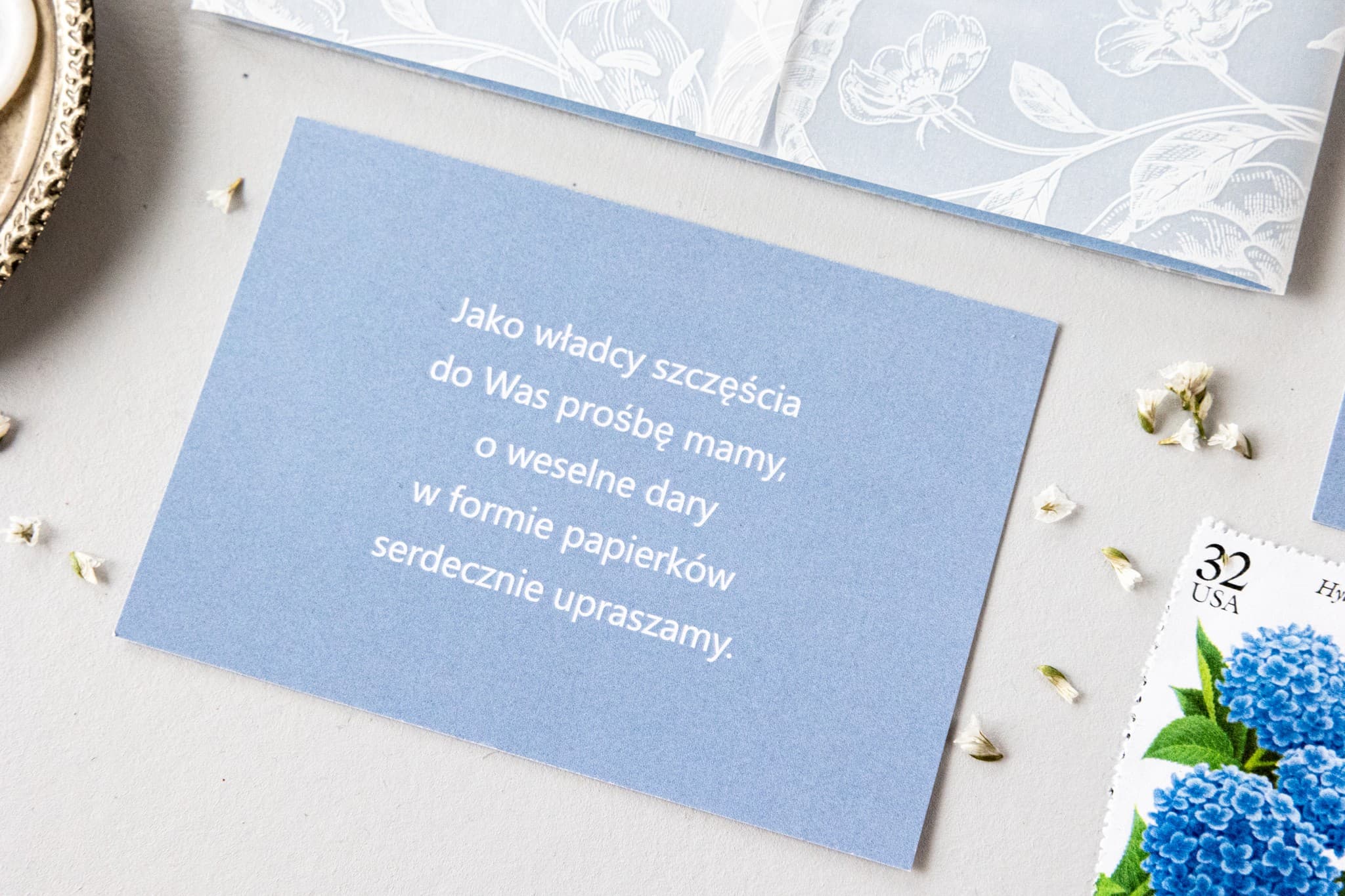 Bileciki do Zaproszeń o Prezentach, RSVP | Wkładki Informacyjne do Zaproszeń Ślubnych | Nefryt nr 2