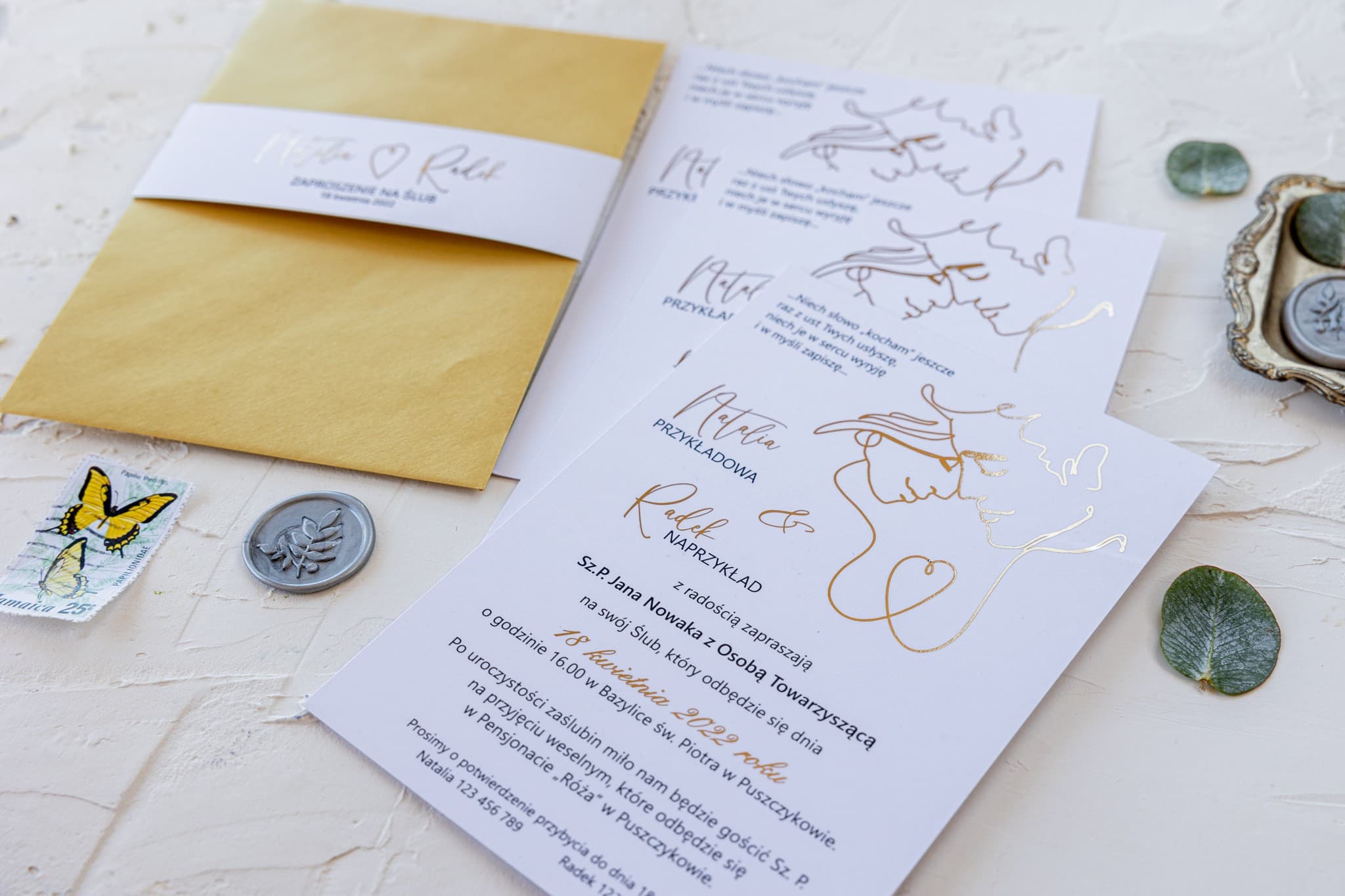 Zaproszenia Na Wesele Jaspis nr 1 – Minimalistyczne ze Złoceniem - 2