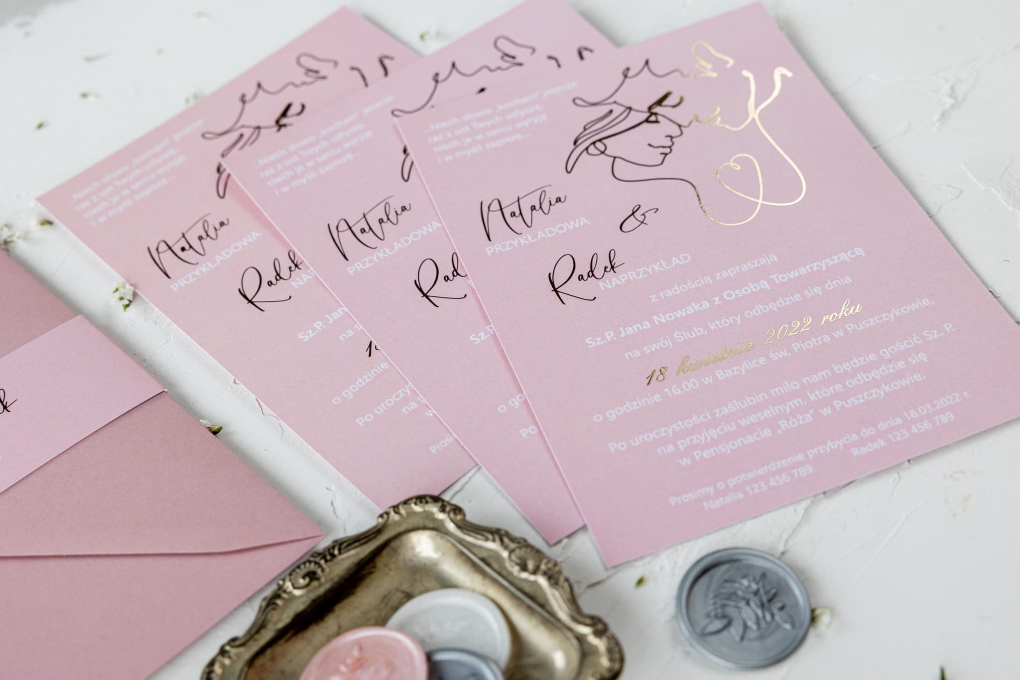 Zaproszenia Na Wesele Jaspis nr 3 – Minimalistyczne z Parą Młodą