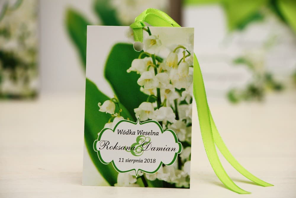 Delikatne Zawieszki na Alkohol z Konwaliami, Wiosenny Motyw | Personalizowane Zawieszki na Wódkę Weselną | Felicja nr 3