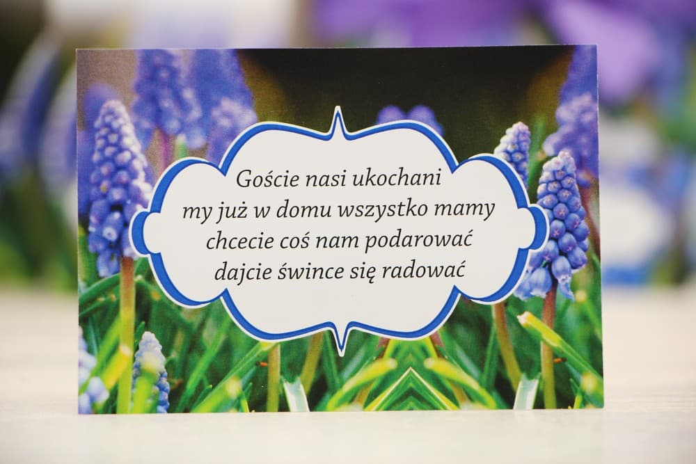 Elegancki Bilecik z Szafirkami, Wiosenny Motyw Kwiatowy | Wkładka do Zaproszenia Ślubnego, Informacyjna | Felicja nr 4