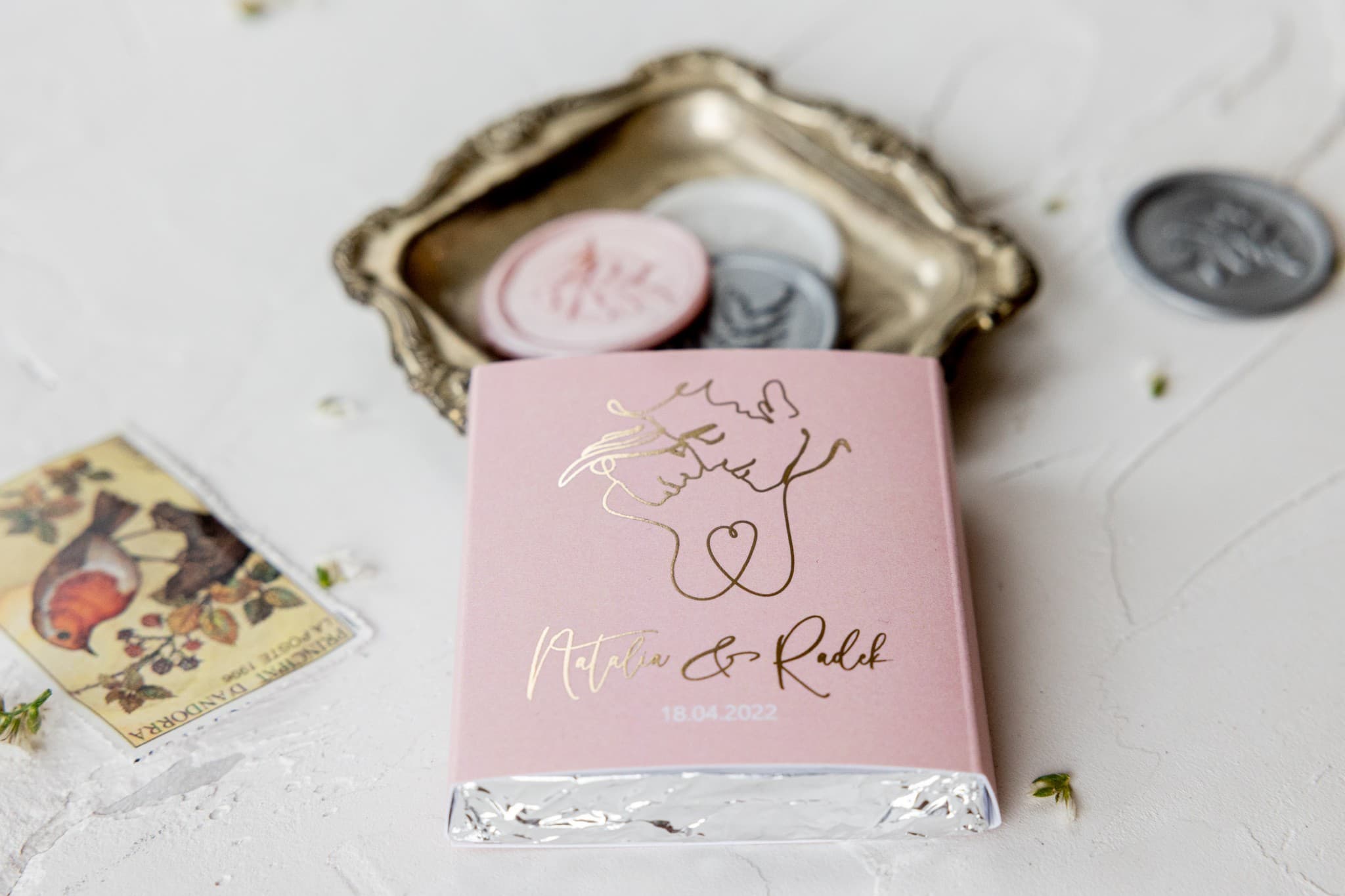 Czekoladki ze Złoceniem w Pudrowym Różu | Eleganckie Podziękowania dla Gości Weselnych | Jaspis nr 2