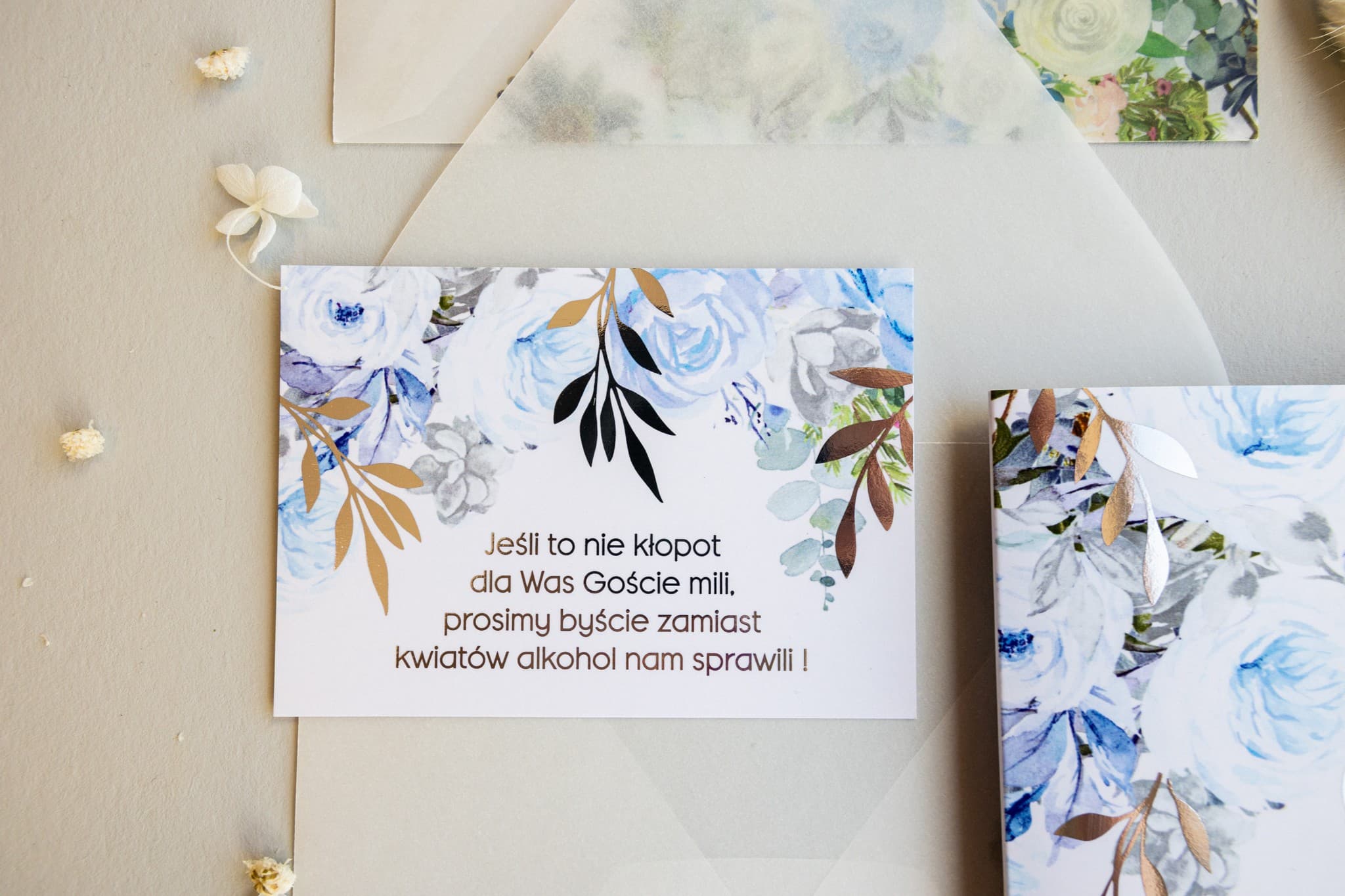 Zaproszenie na Wesele Rubin nr 12 – Styl Glamour z Pastelowym Kwiatem - 3