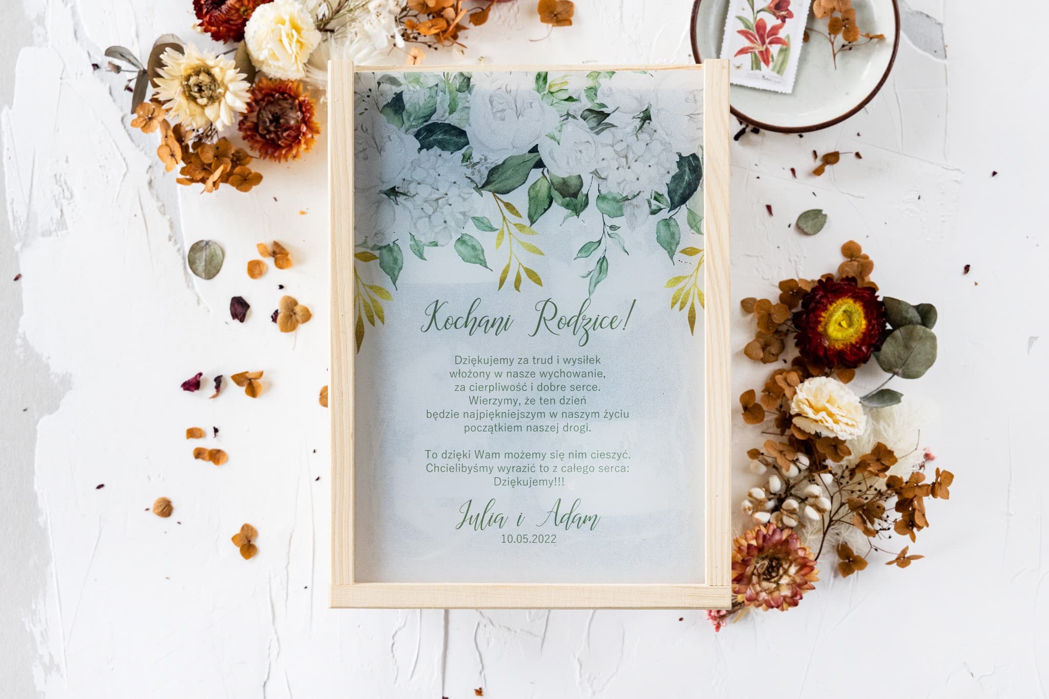 Elegancka Skrzynka z Nadrukiem Kwiatów i Świecami | Podziękowania dla Rodziców na Ślub | Rubin nr 11 - 3