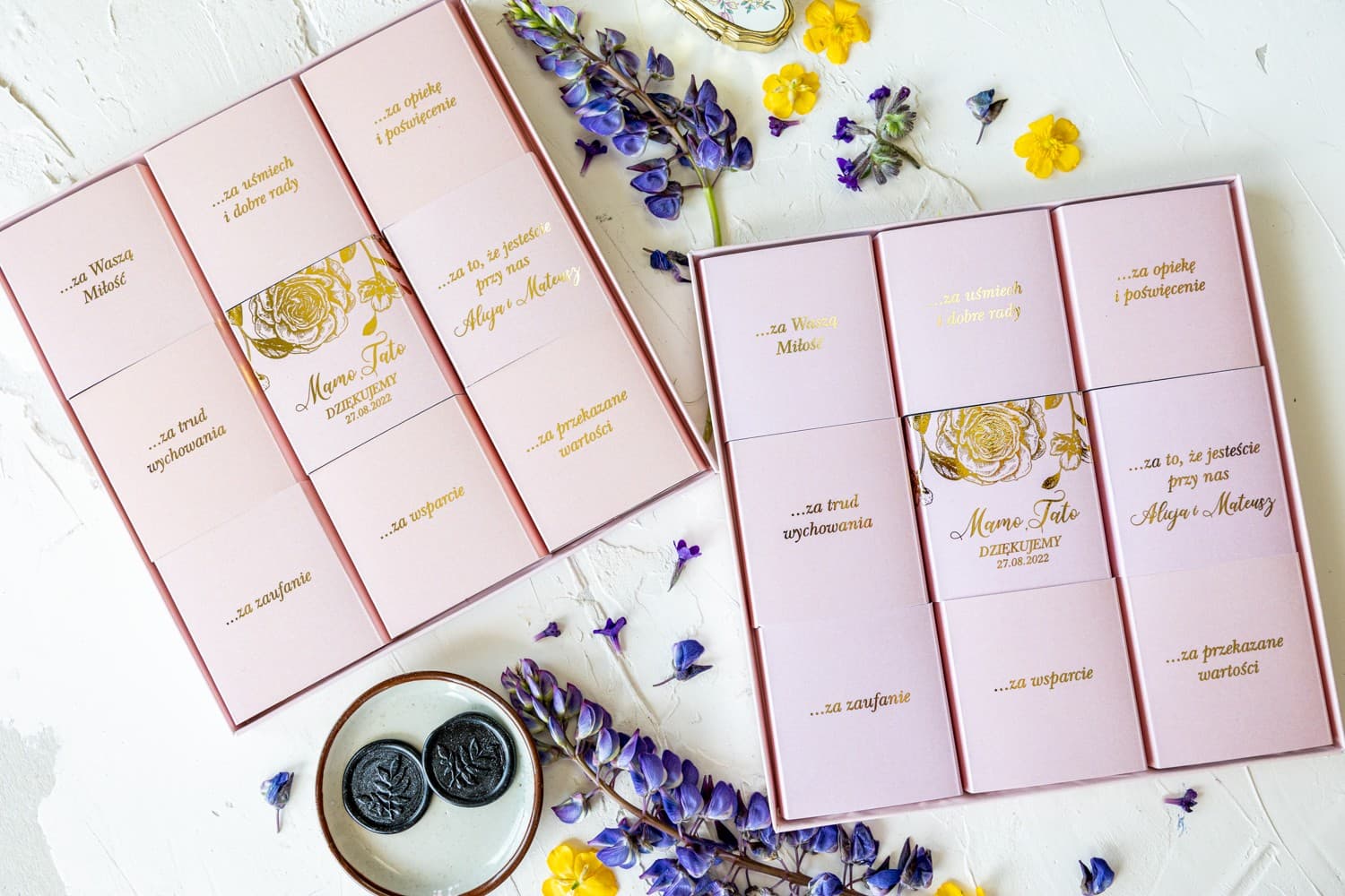 Eleganckie Podziękowania dla Rodziców Pudełko Czekoladek | Personalizowana Bombonierka Ślubna | Onyks nr 1 - 2