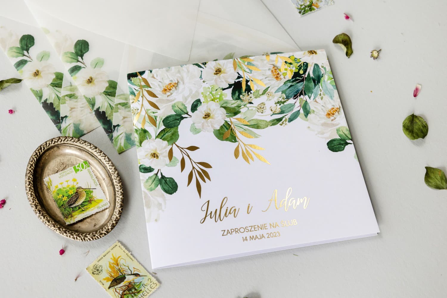 Zaproszenia na Wesele Rubin nr 1 – Styl Glamour z Białymi Kwiatami - 2