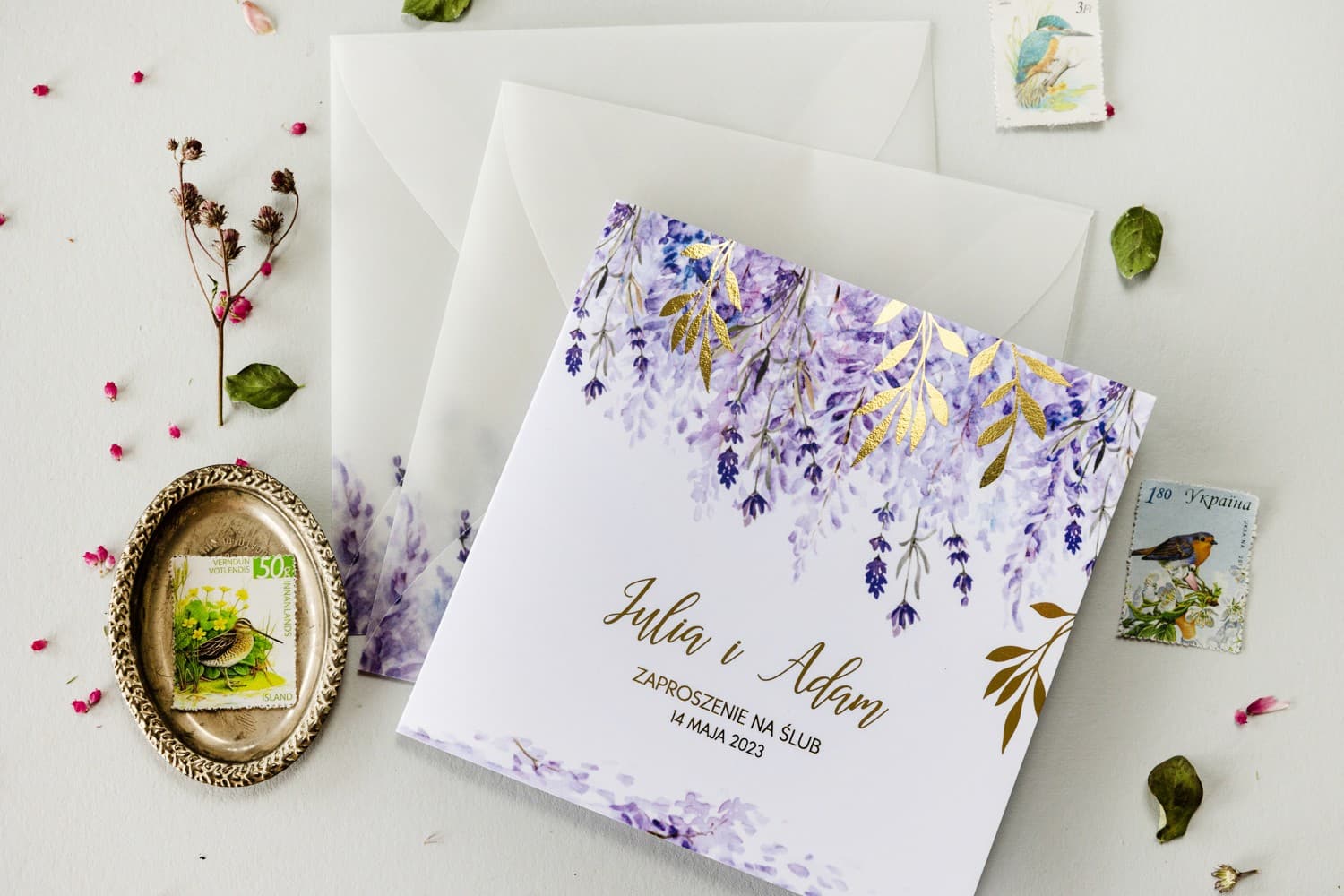 Zaproszenie na Wesele Rubin nr 5 – Styl Glamour z Rubinowymi Kwiatami - 2