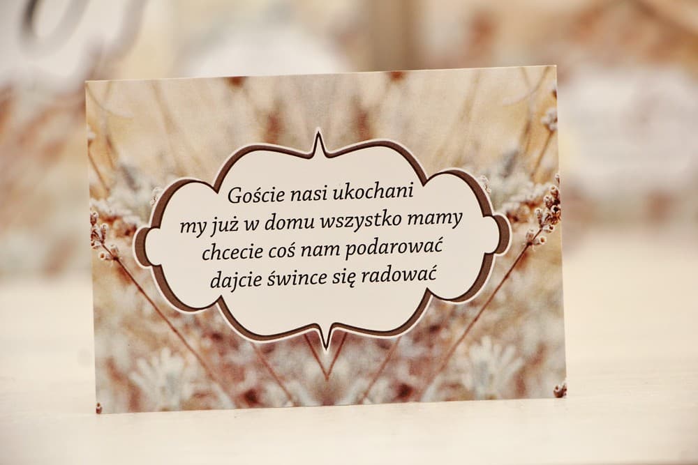 Beżowe Bileciki do Zaproszeń Zimowa Trawa, Wkładki RSVP | Personalizowane Dodatki Ślubne | Felicja nr 10
