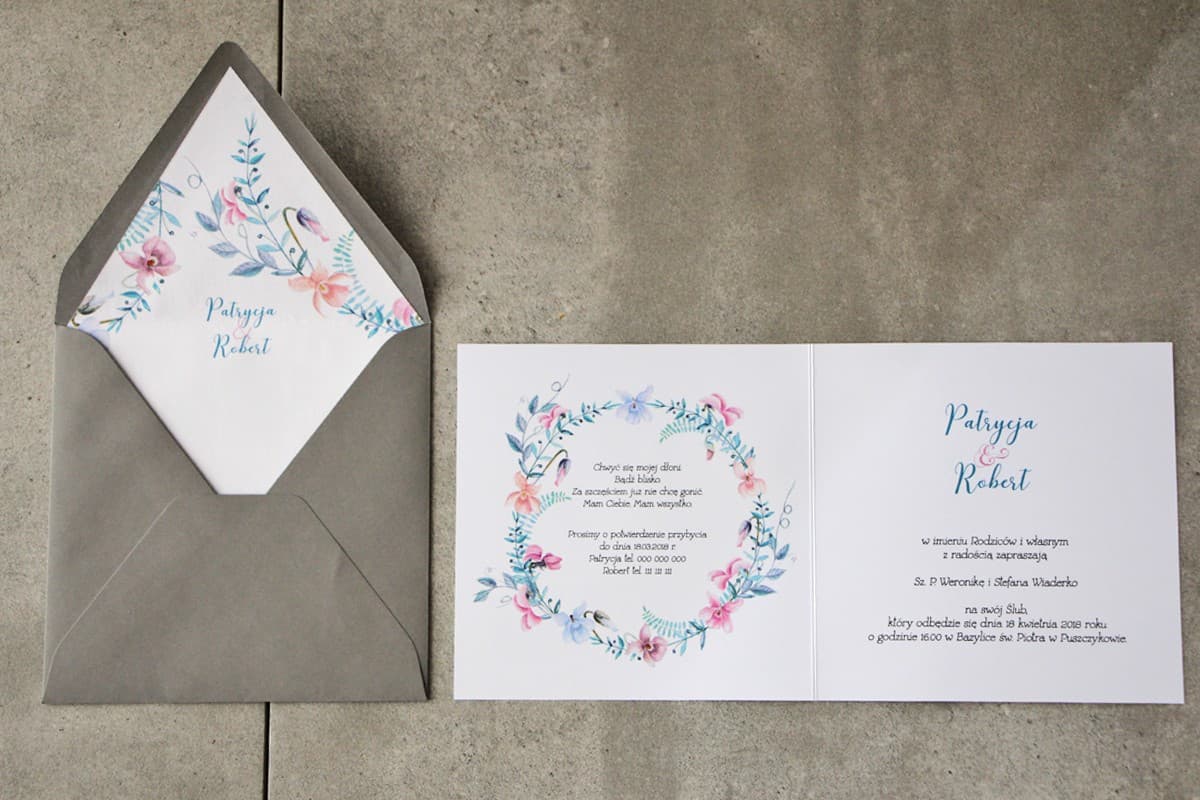 Zaproszenia Ślubne Cykade nr 8 – Złocenie i Pastelowe Fiołki - 2