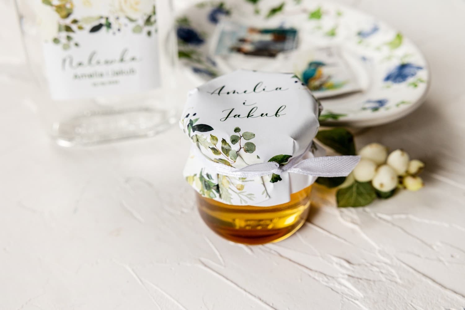 Miodki Ślubne Korani nr 12 – Słodkie Podziękowanie z Białą Różą i Eukaliptusem - 2