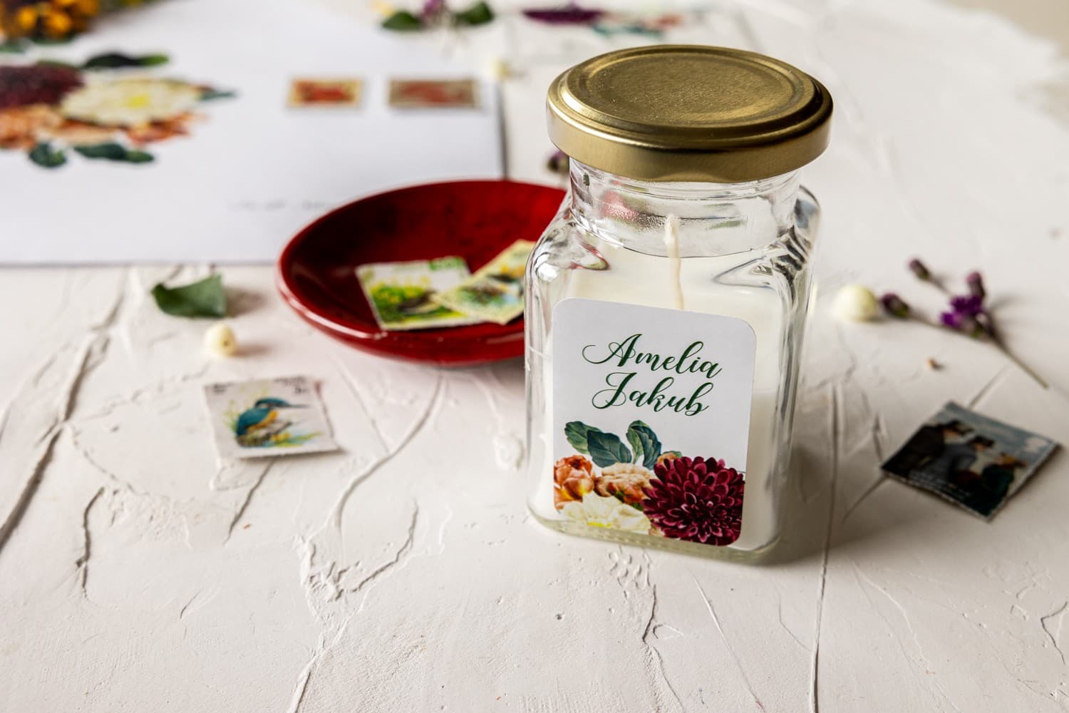 Świeca Zapachowa Korani nr 13 – Burgundowe Kwiaty i Podziękowanie dla Gości - 2