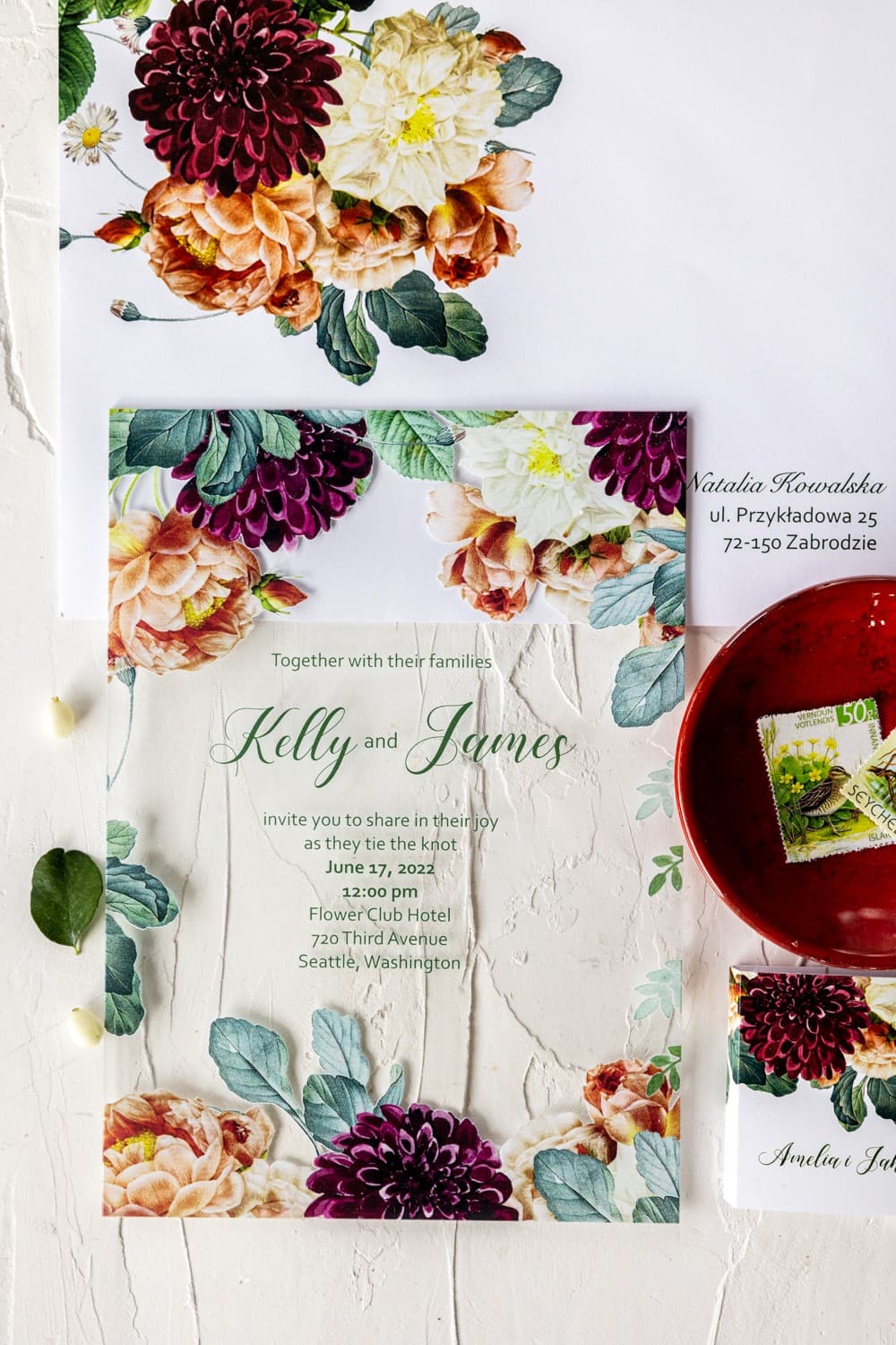 Zaproszenia Ślubne na Szkle Korani nr 13 – Jesienne Róże - 2