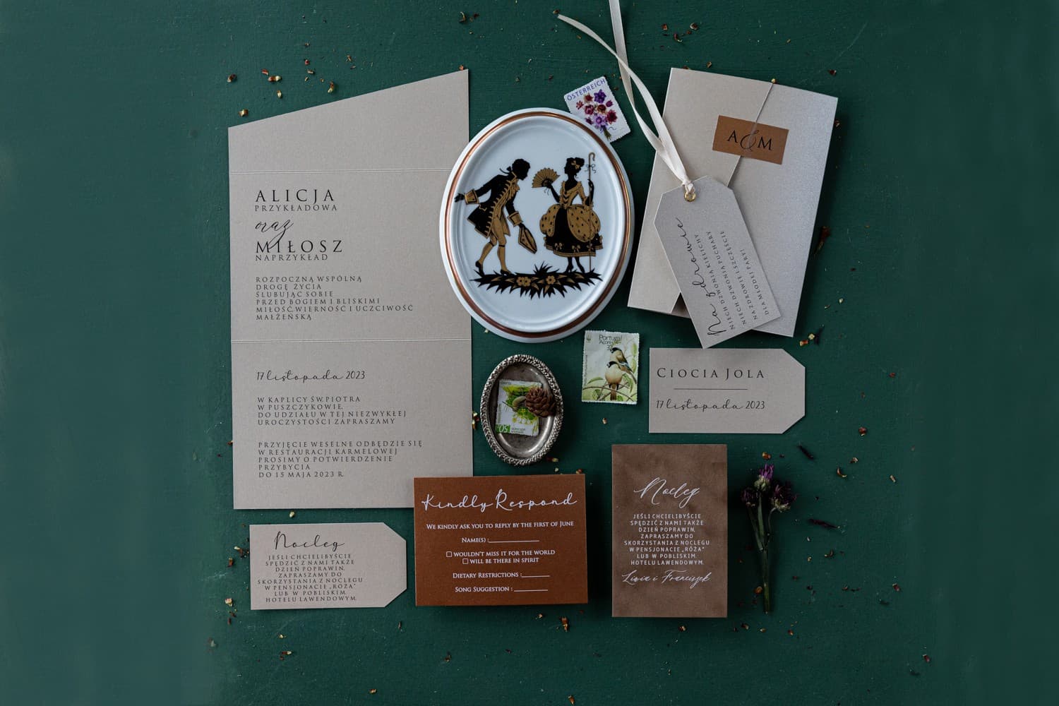 Zaproszenia ślubne w stylu glamour na papierze perłowym Modern nr 2 - 3