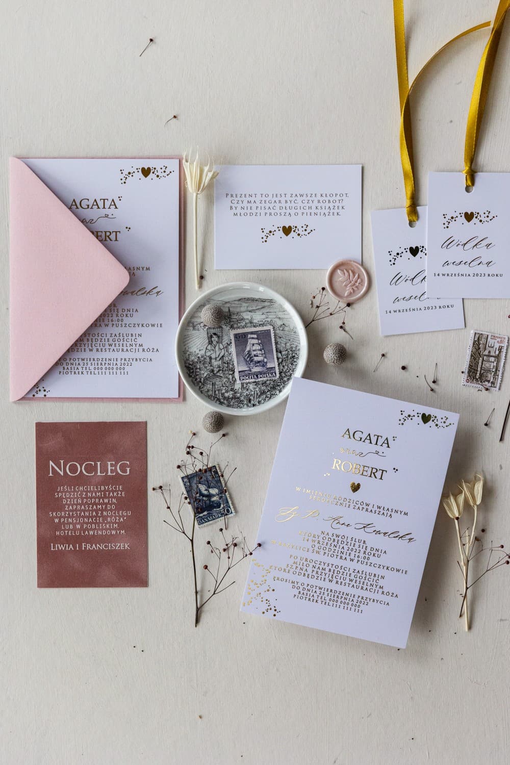 Minimalistyczne Zaproszenia Ślubne Simple nr 3 – Złocone i Akwarele