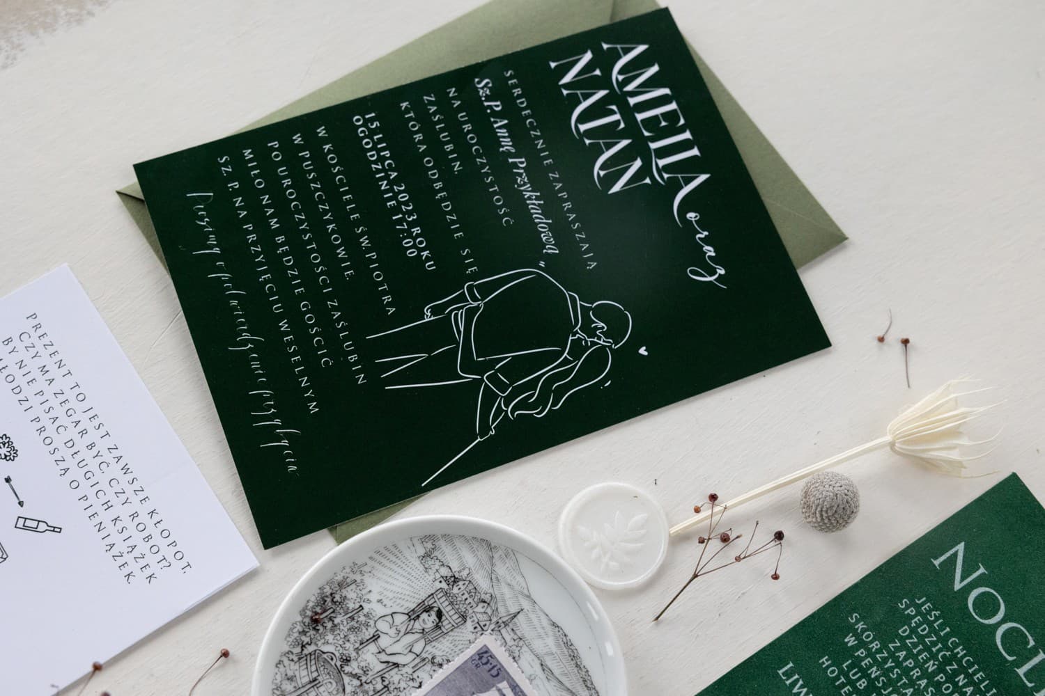 Próbka Zaproszenia z Magnoliami - Sprawdź Jakość Druku | Eleganckie Zaproszenia Ślubne | Magnolia nr 2