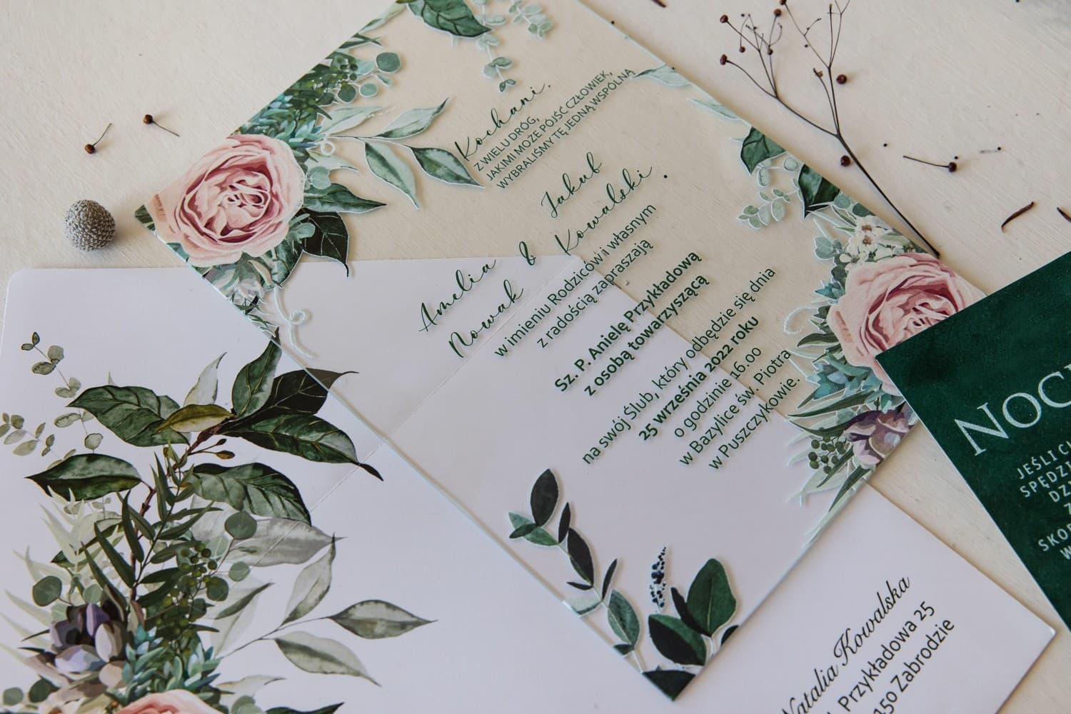 Zaproszenia Ślubne na Szkle Korani nr 11 – Różowe Piwonie - 2