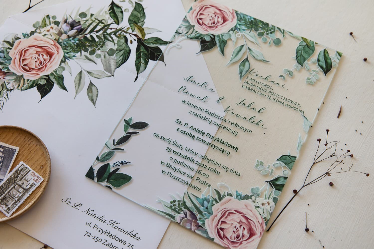 Zaproszenia Ślubne na Szkle Korani nr 11 – Różowe Piwonie - 3