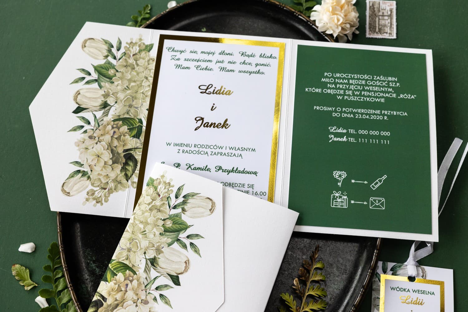 Zaproszenia Ślubne Avril nr 2 – Glamour z Białą Hortensją - 2