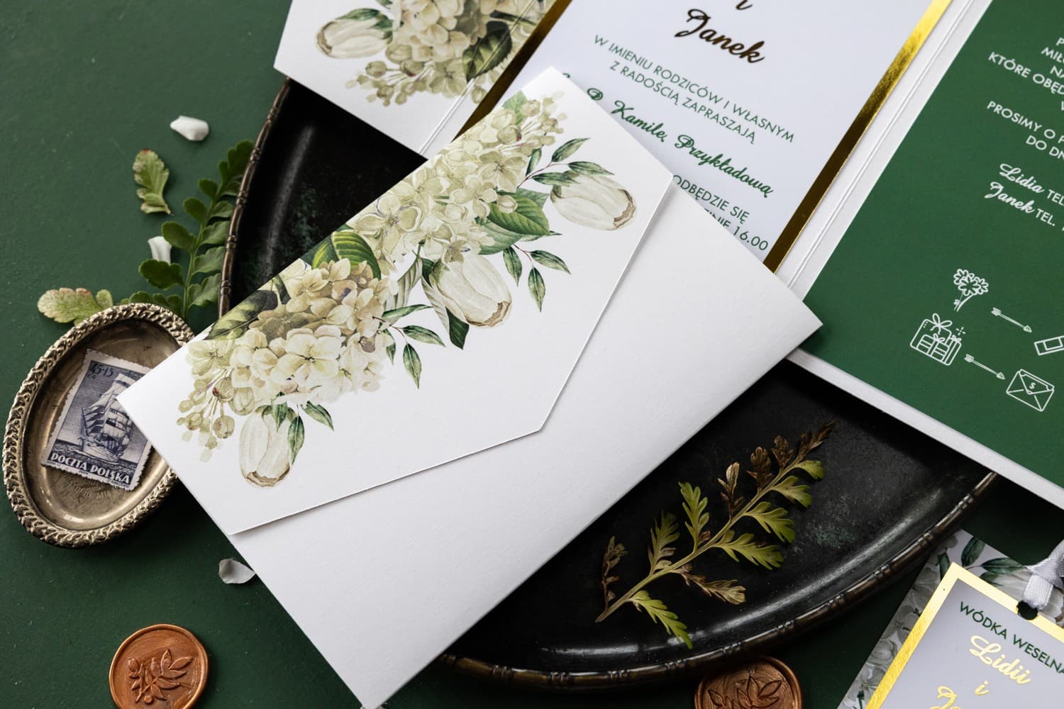 Zaproszenia Ślubne Avril nr 2 – Glamour z Białą Hortensją - 3