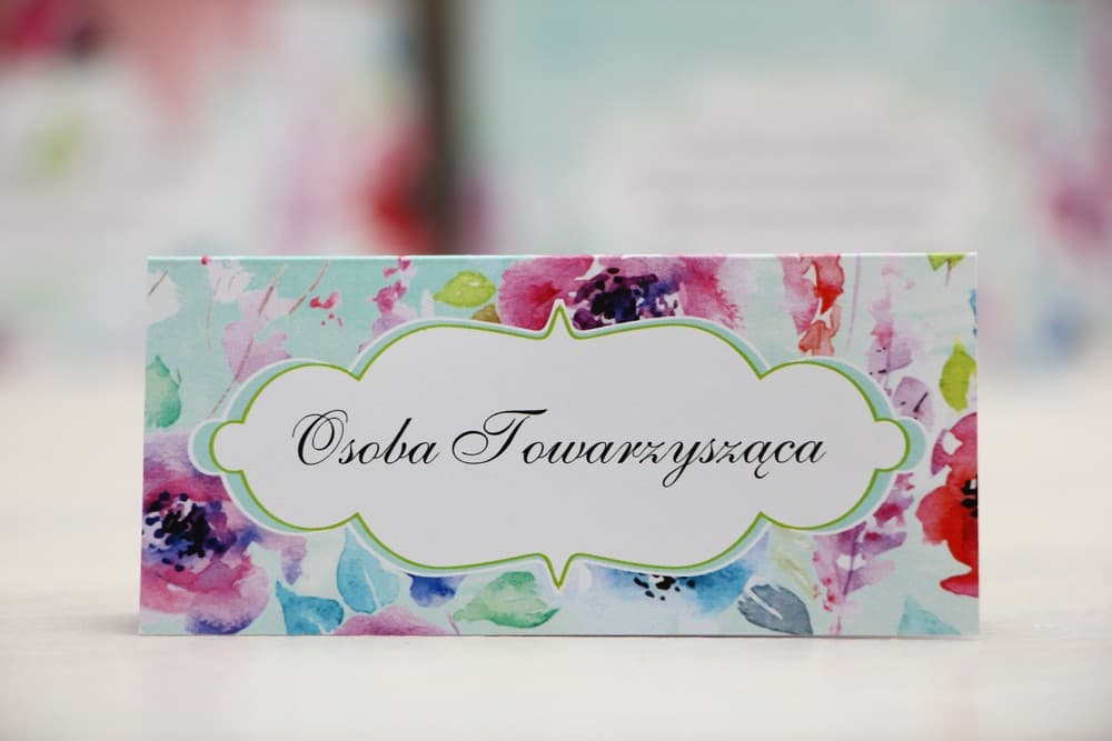 Winietki Ślubne Felicja nr 17 – Wizytówki na Stół z Motywem Polnych Kwiatów