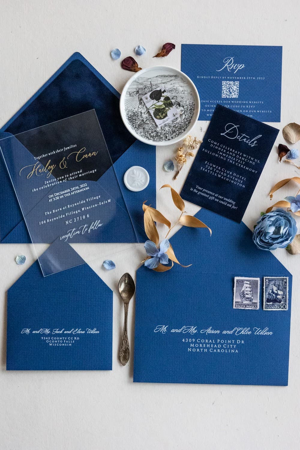 Zaproszenia Na Wesele Welurowe nr 2 – Styl Minimalistyczny na Pleksi