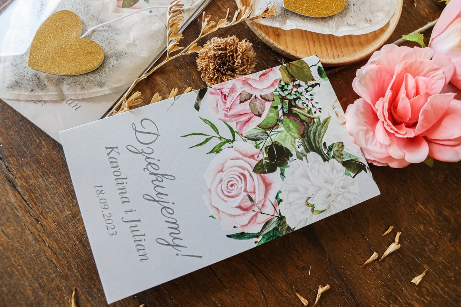 Herbatki Prezentowe dla Gości z Różami | Personalizowane Upominki i Podziękowania Weselne | Eteryczne nr 5 - 3