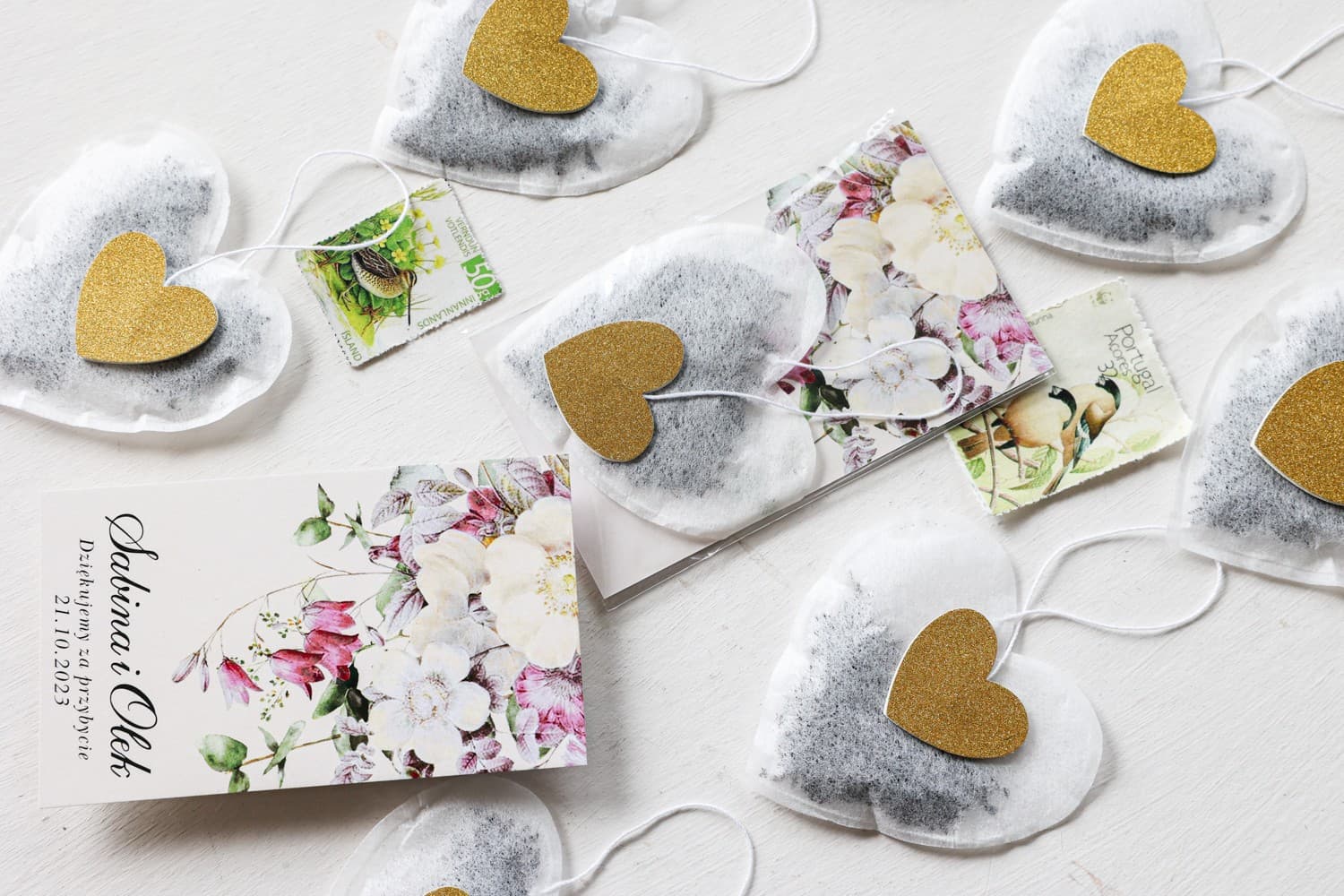 Herbatka Serce Eukaliptus Róże | Podziękowania dla Gości Weselnych, Upominki | Szafirowe nr 1 - 2