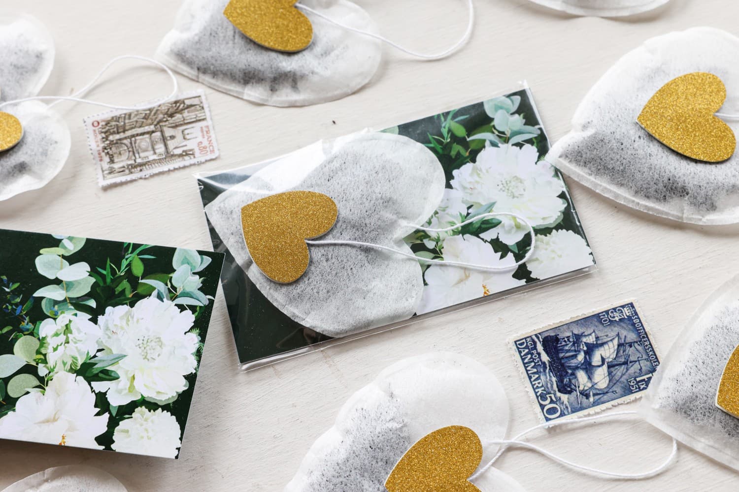 Herbata Serce z Piwoniami i Hortensją | Eleganckie Podziękowania dla Gości Weselnych | Szafirowe nr 6 - 2