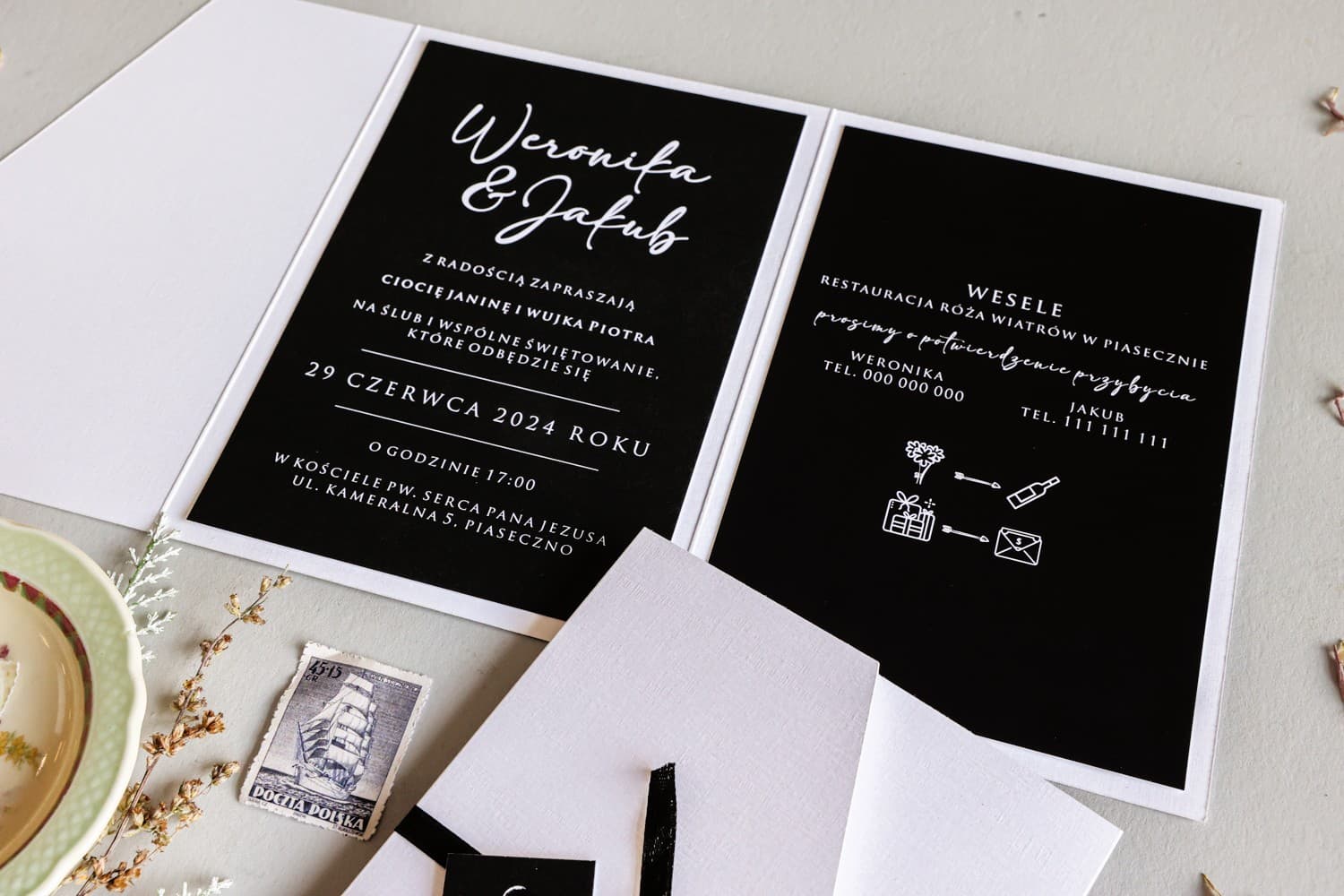 Zaproszenia Ślubne Avril nr 9 – Biało-Czarne Glamour - 2