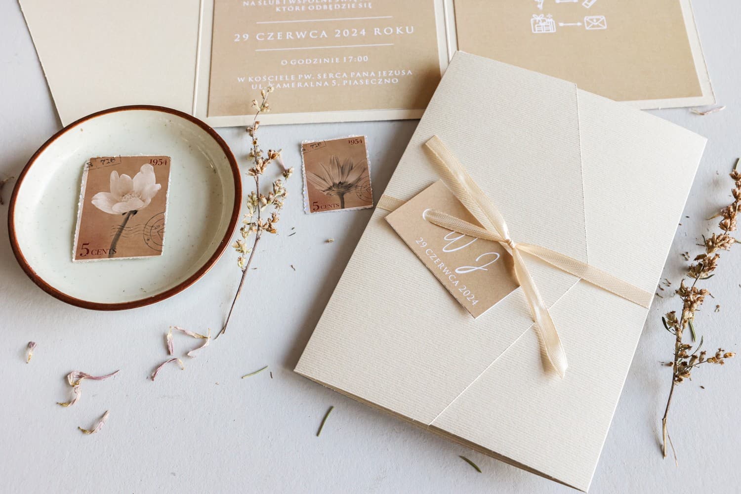 Zaproszenie Na Wesele Avril nr 13 – Styl Minimalistyczny Ecru - 2