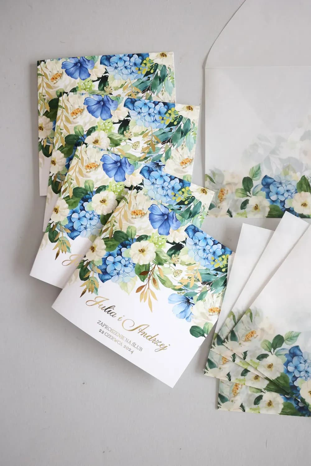 Zaproszenie na Wesele Rubin nr 13 – Styl Glamour z Niebieską Hortensją - 3